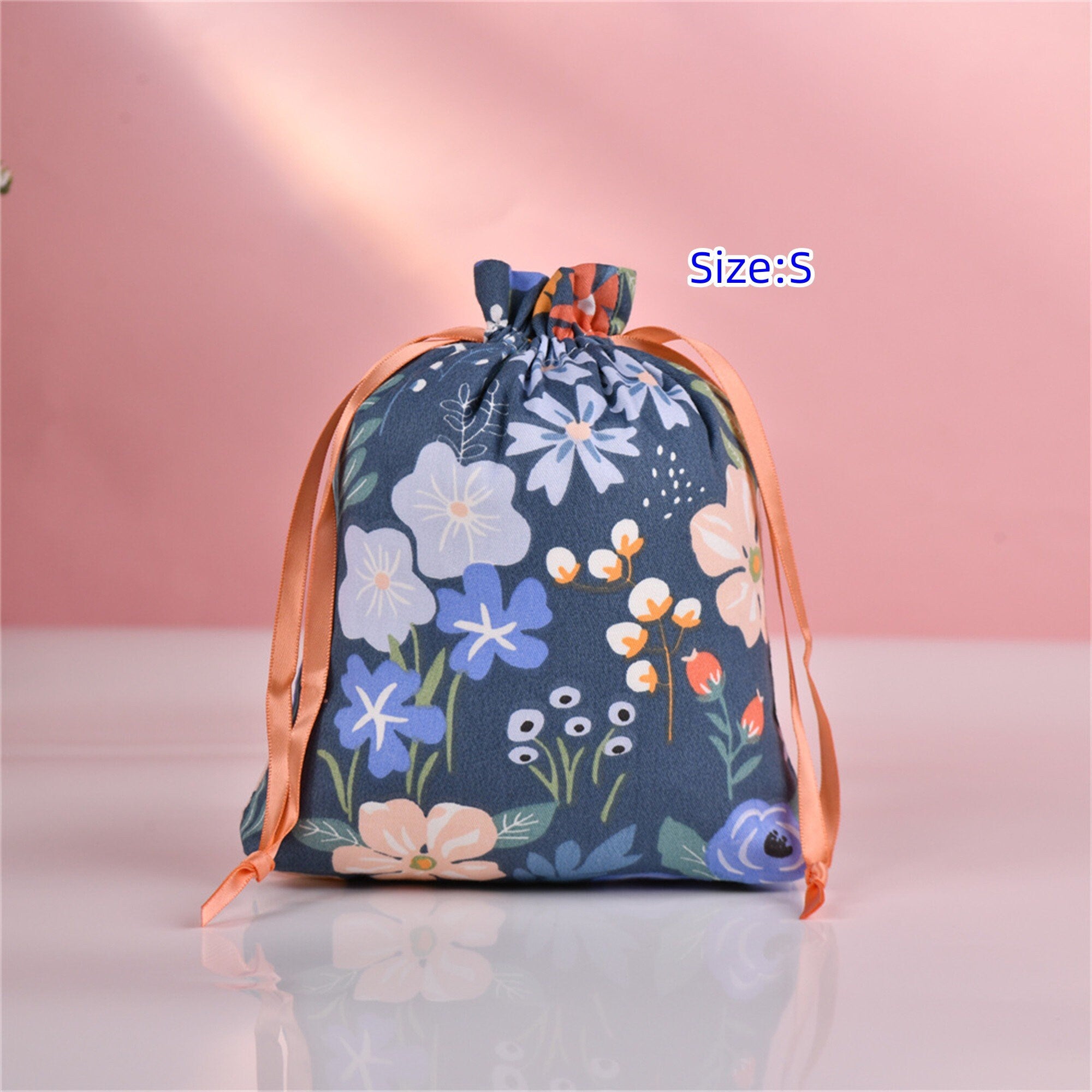 S/M/L Floral Durable Layers Drawstring Gift Bag