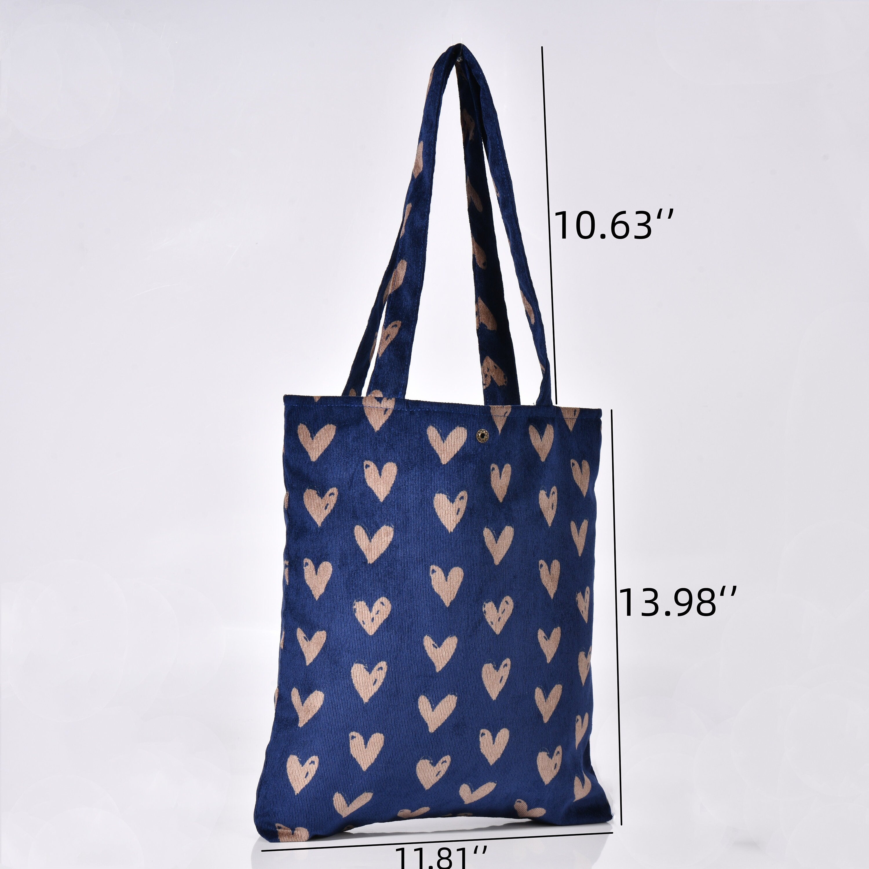 Handmade Heart Corduroy Tote Bag with Button