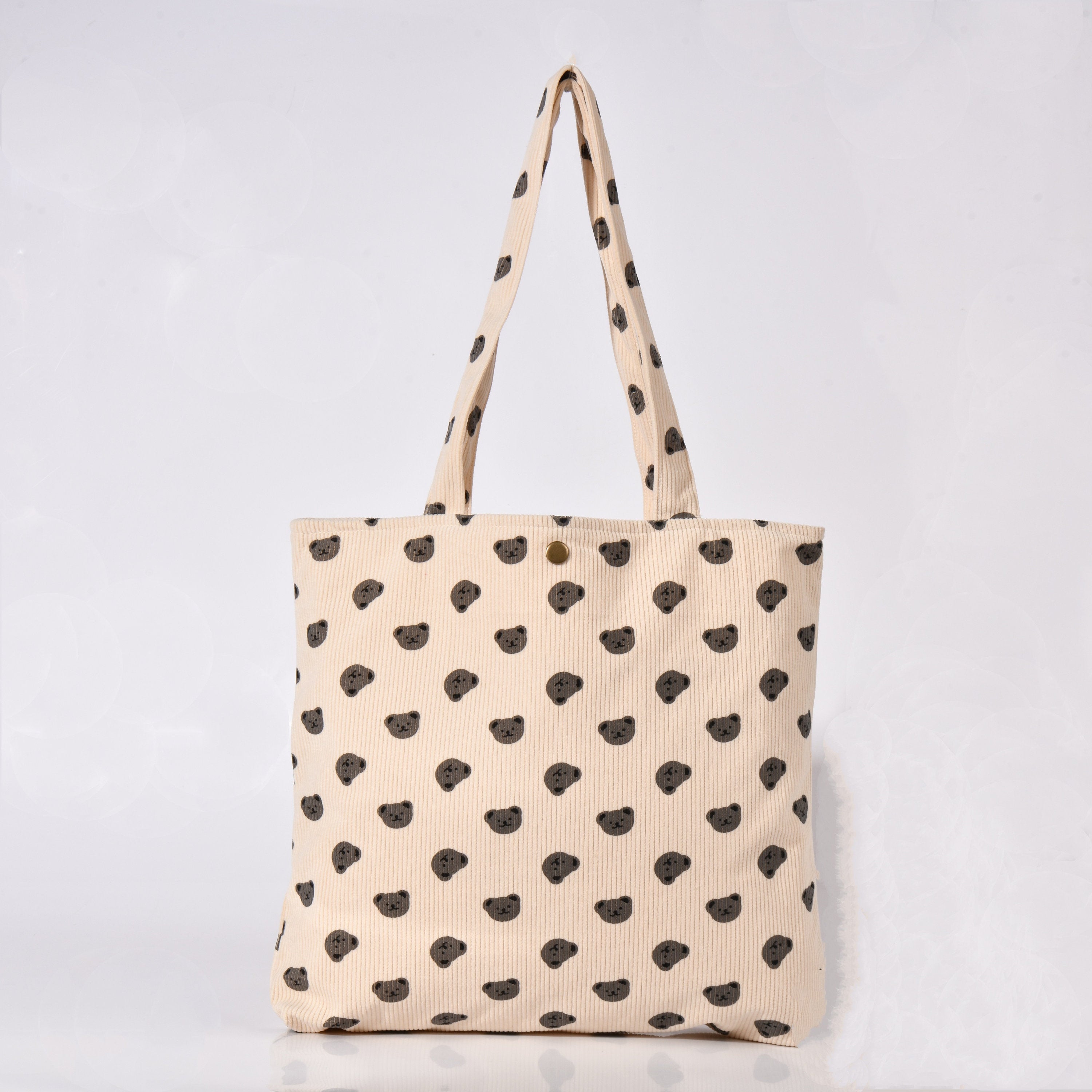 Handmade Cute Bear Corduroy Tote Bag