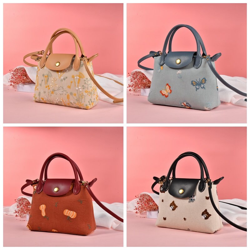 Butterfly/Babysbreath/Cats/Pumpkin Embroidered Tote Bag