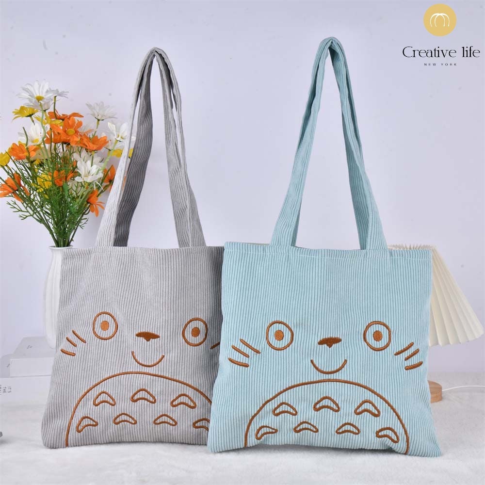 Cute Embroidery Totoro Tote Bag