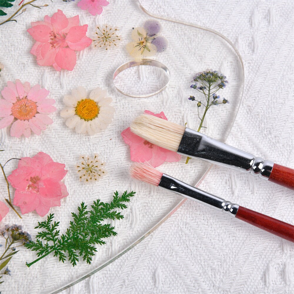 Handmade Floral Resin Paint Palette, Dried Flower Art, Artist Tool
