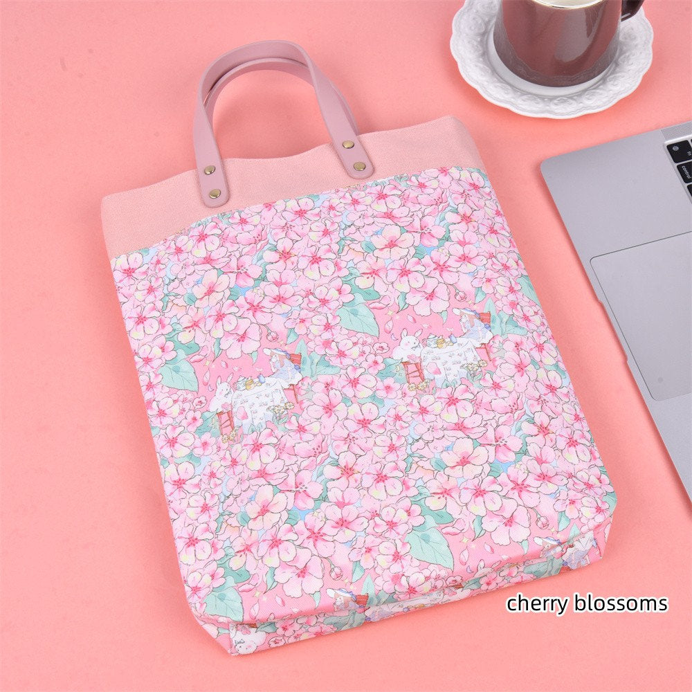 Handmade Pink Cherry Blossoms Tote Bag