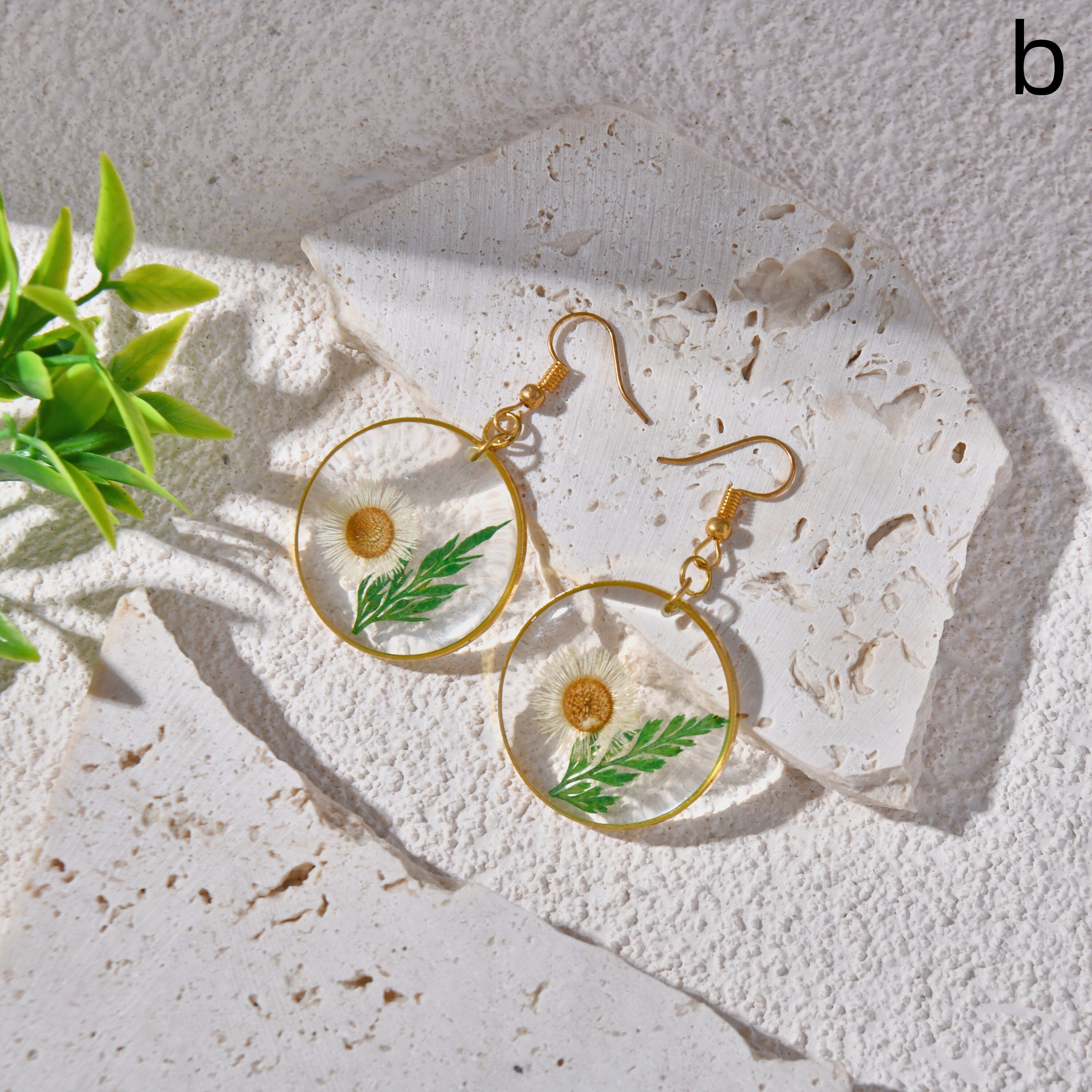 Handmade Real Resin Pressed Flower Earrings Earring Stud