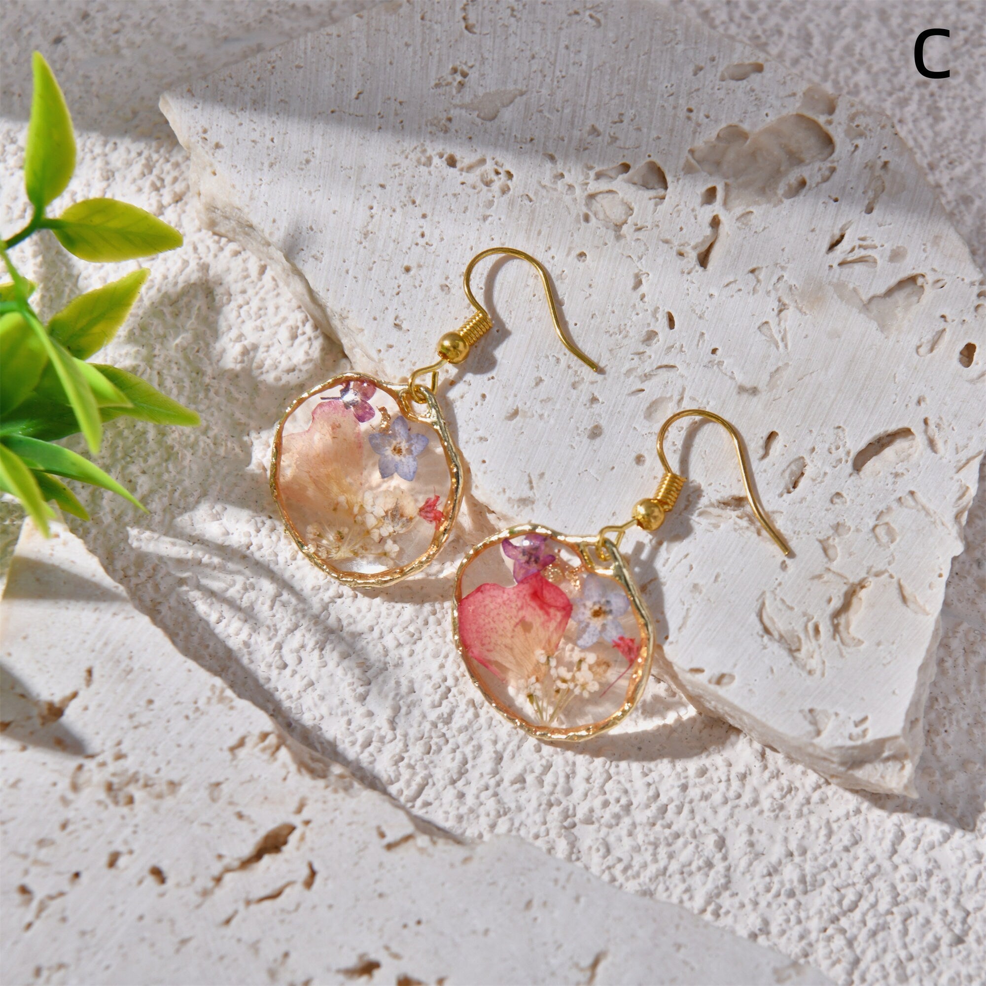 Handmade Real Resin Pressed Flower Earrings Earring Stud