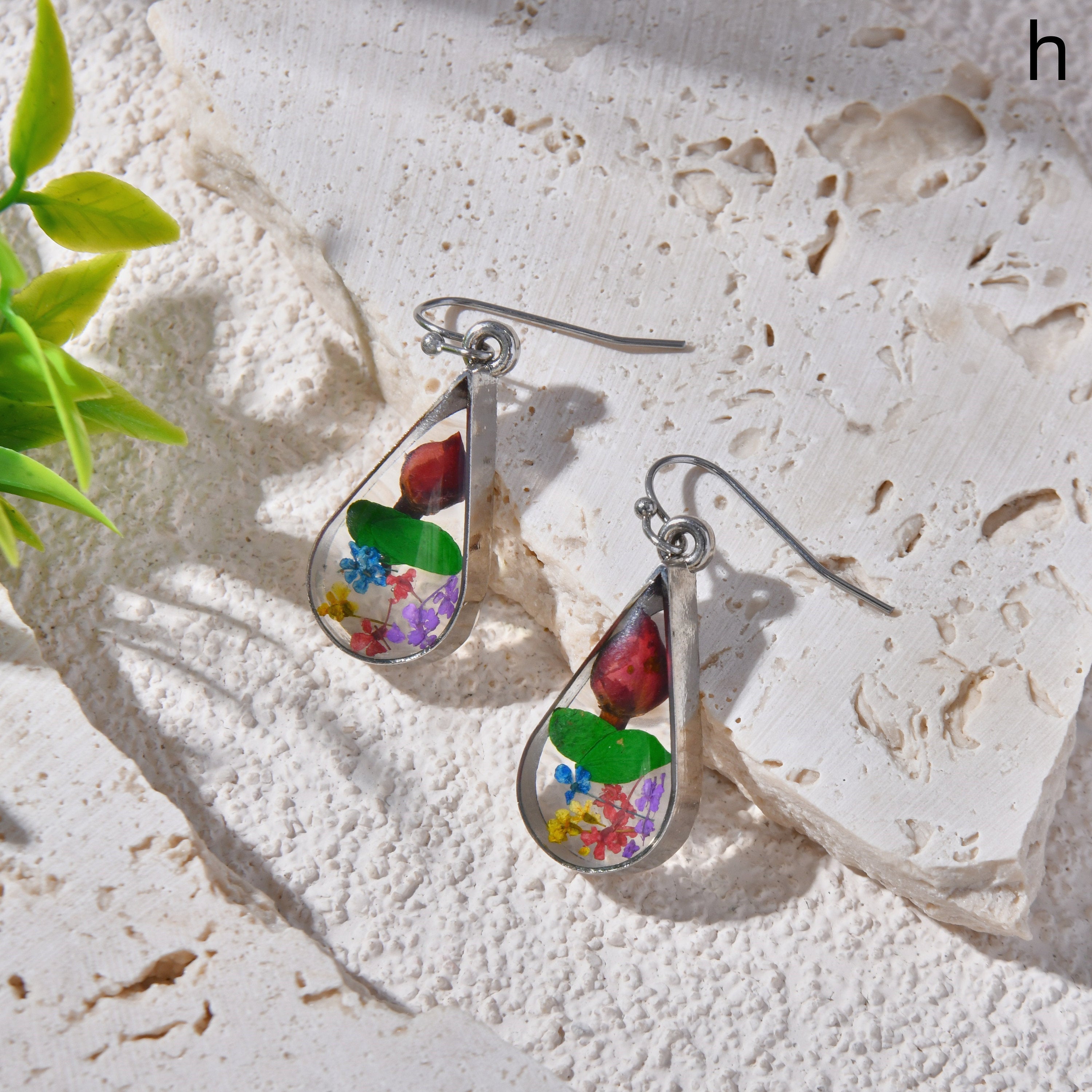 Handmade Real Resin Pressed Flower Earrings Earring Stud