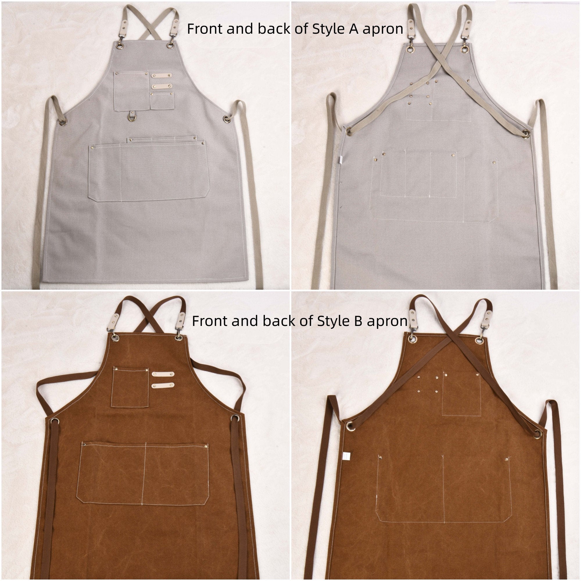 Handmade Garden Apron with Multiple Pockets/Neck Leather Strap