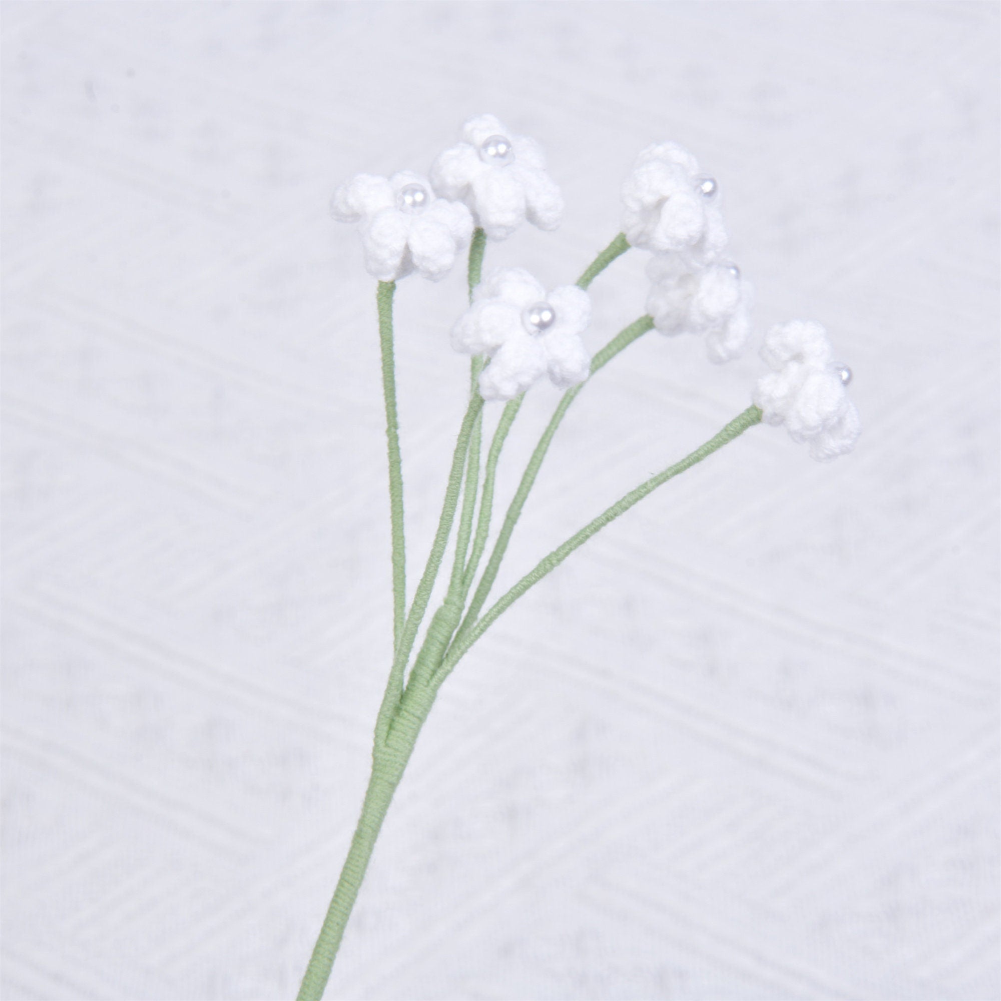 Handmade White Baby's Breath Flowers Crochet Bouquet