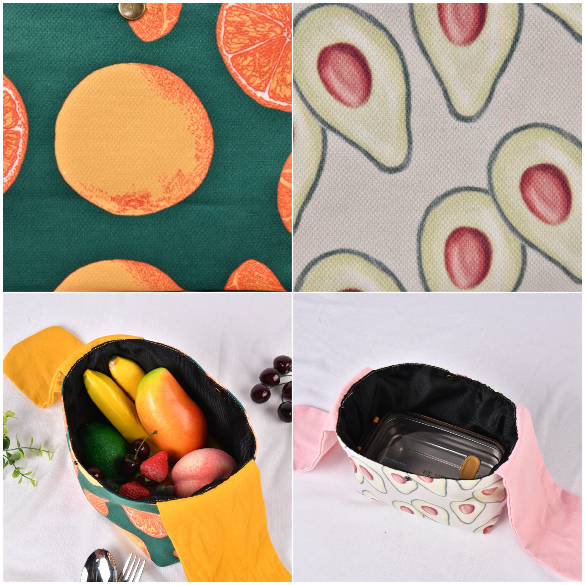 Cute Rabbit Ears Corduroy Embroidered Daisy Lunch Box Bag