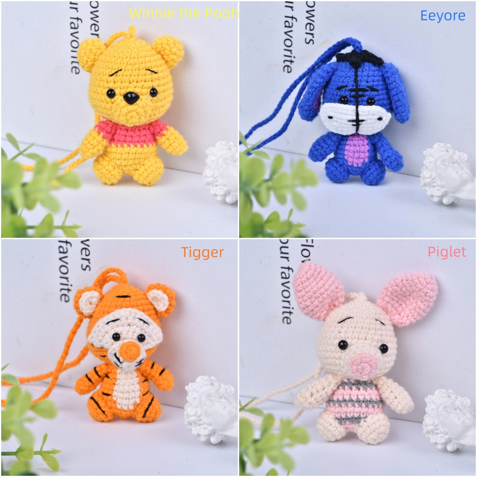 Cute Pooh Bear And Friends Handmade Crochet Ornament Sets
