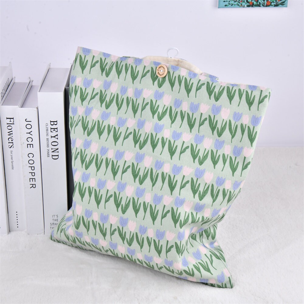 Handmade Elegant Green Tulip Tote Bag
