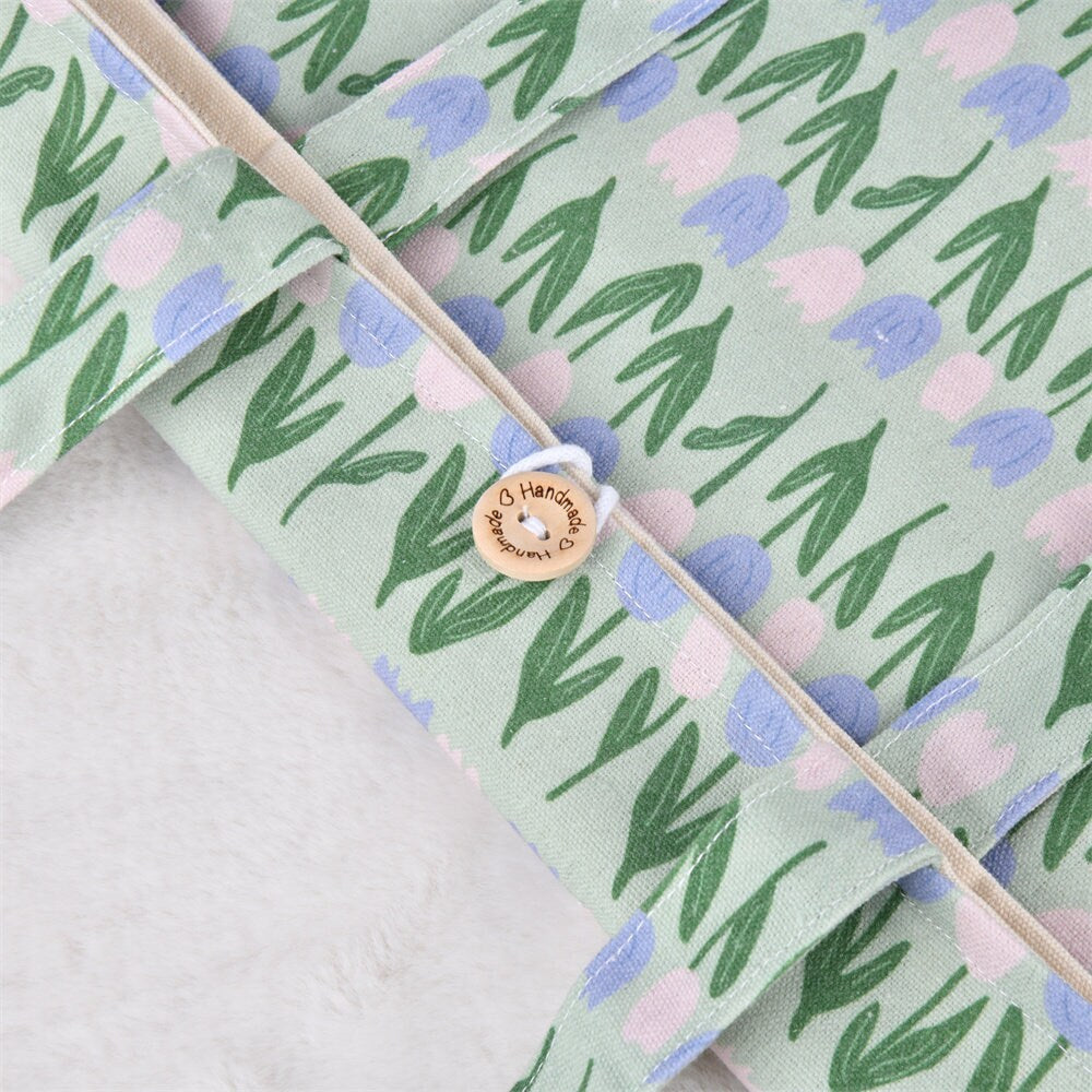 Handmade Elegant Green Tulip Tote Bag