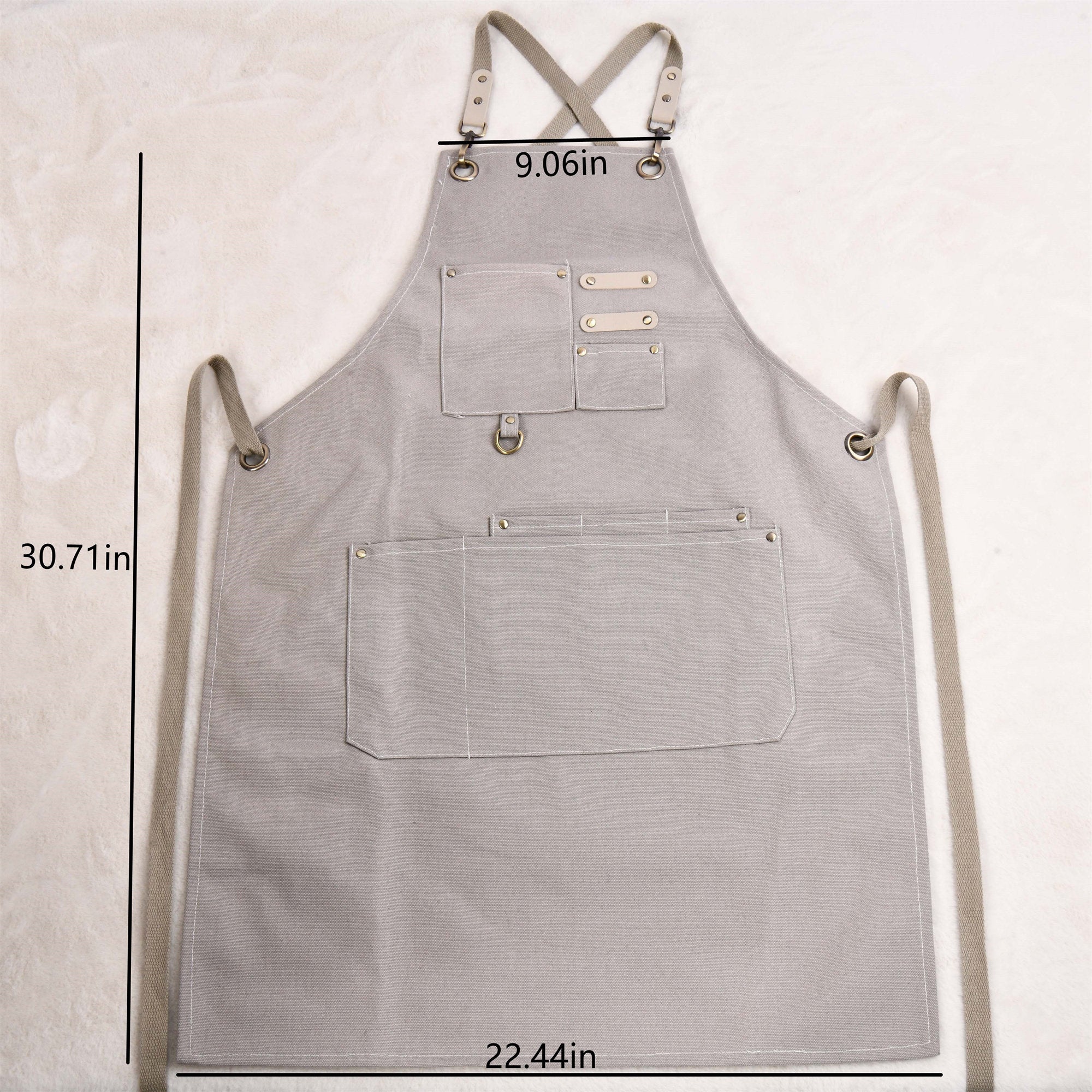 Handmade Garden Apron with Multiple Pockets/Neck Leather Strap