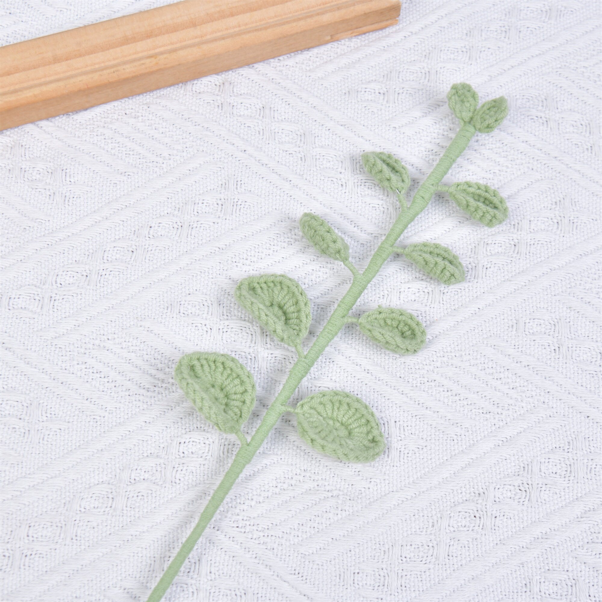 Handmade Knitted Eucalyptus Leaves Crochet Bouquet