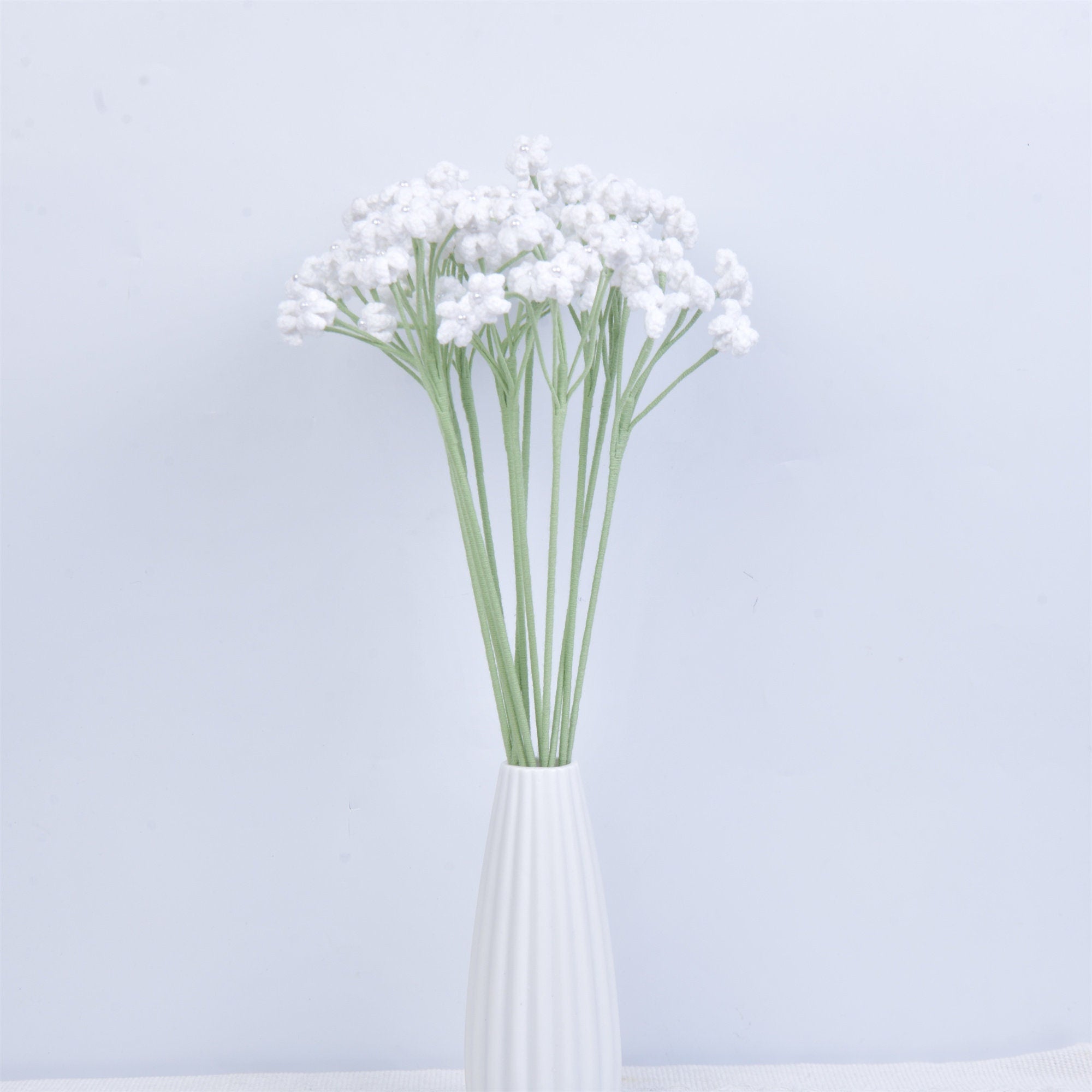 Handmade White Baby's Breath Flowers Crochet Bouquet