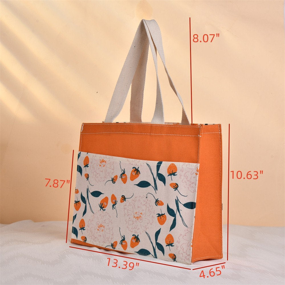 Large Strawberry/Passion Fruit/Pineapple/Pear Canvas Tote Bag
