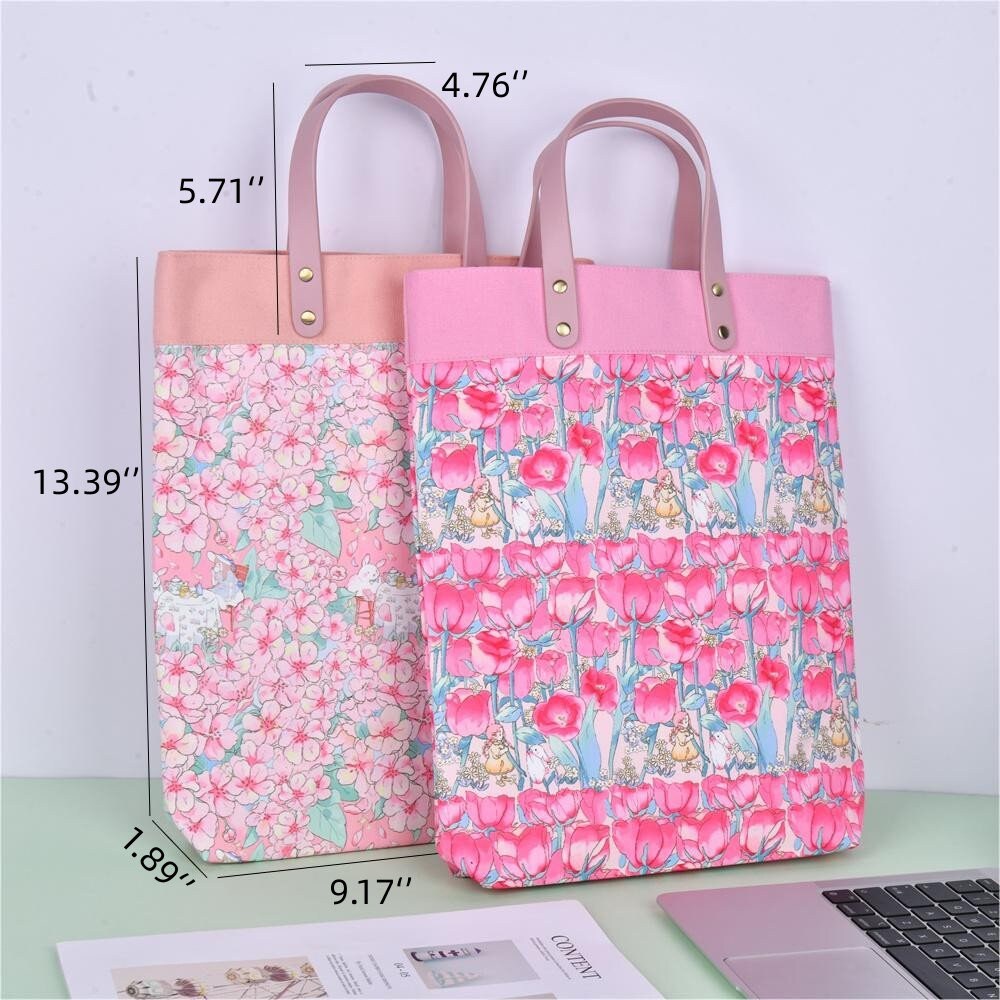 Handmade Pink Cherry Blossoms Tote Bag