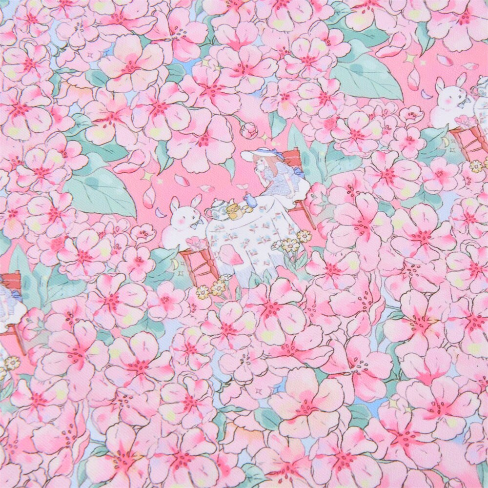 Handmade Pink Cherry Blossoms Tote Bag