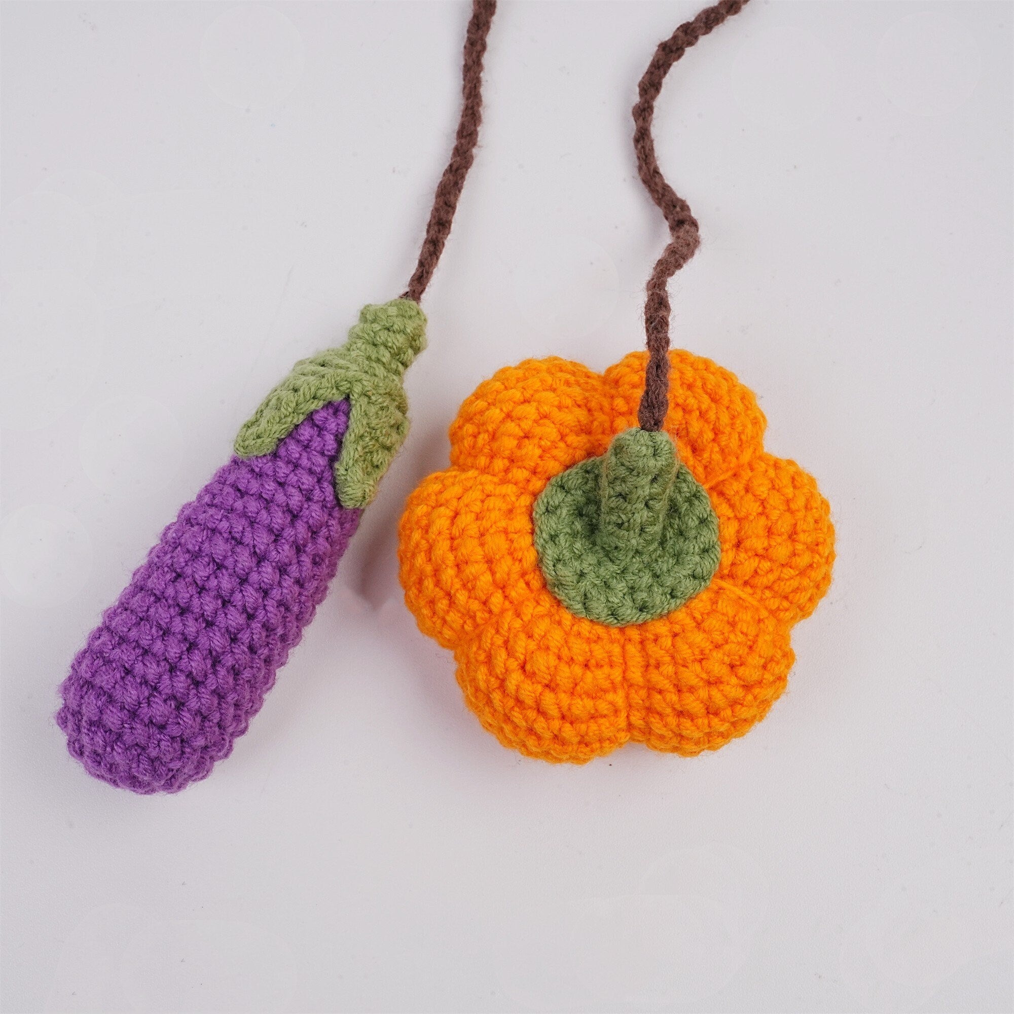 Crochet Ghost Candy/Pumpkin Eggplant Car Pendant Oranment