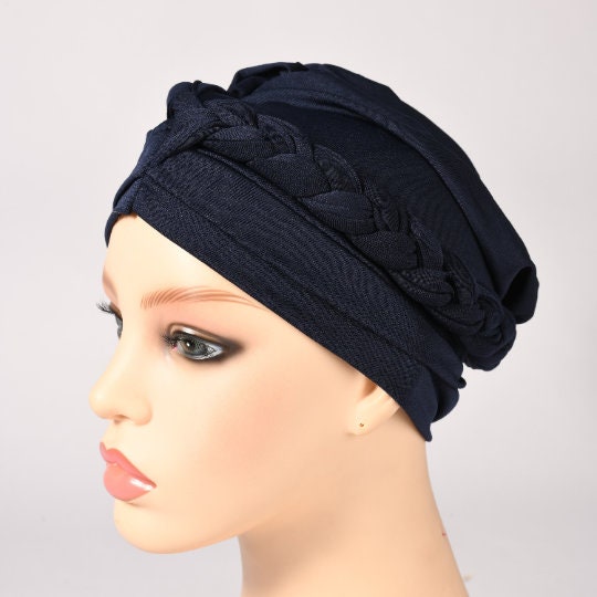 Plain Colours Pre-tied Turban - Full Head Coverage, Chemo Cancer, Hair Loss
