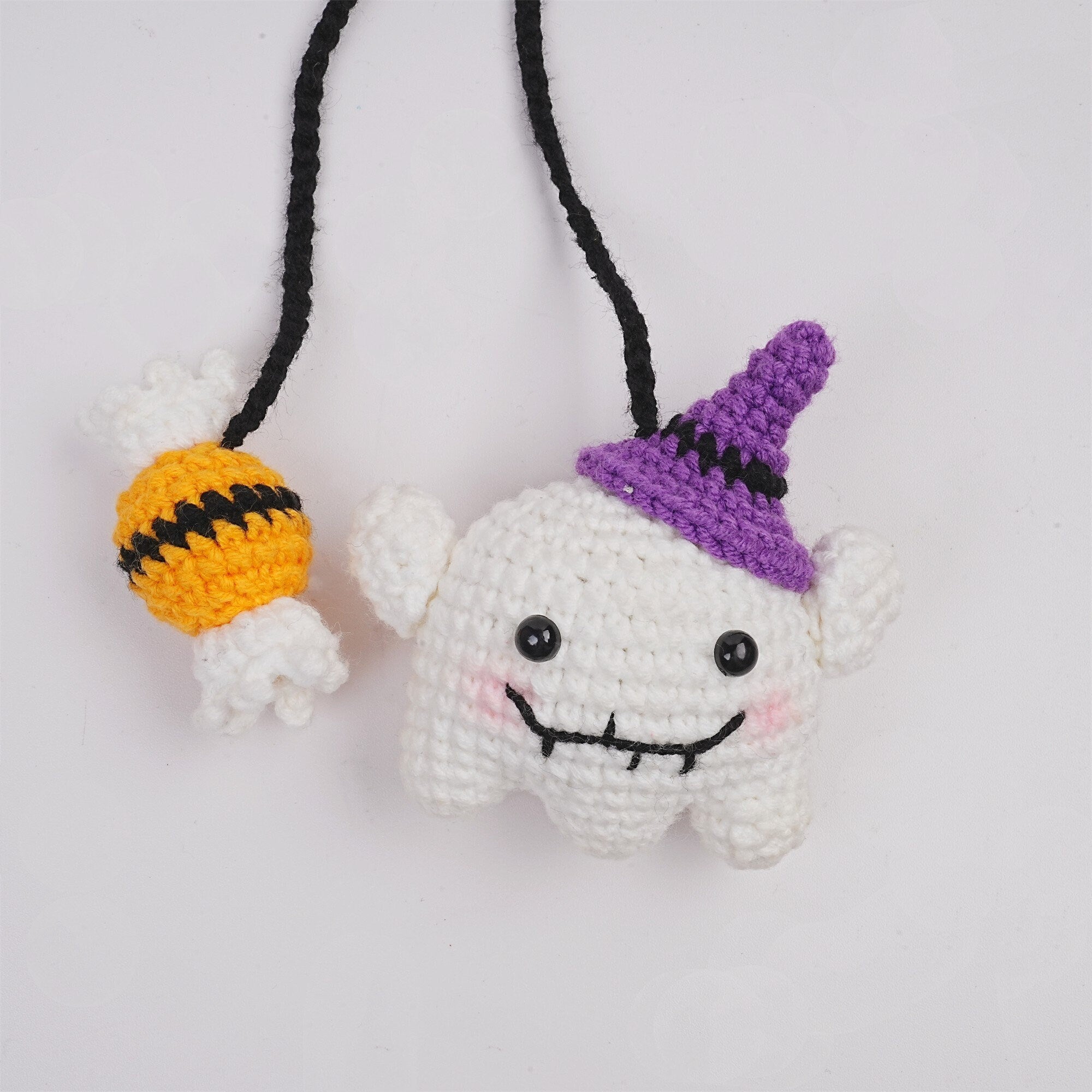 Crochet Ghost Candy/Pumpkin Eggplant Car Pendant Oranment
