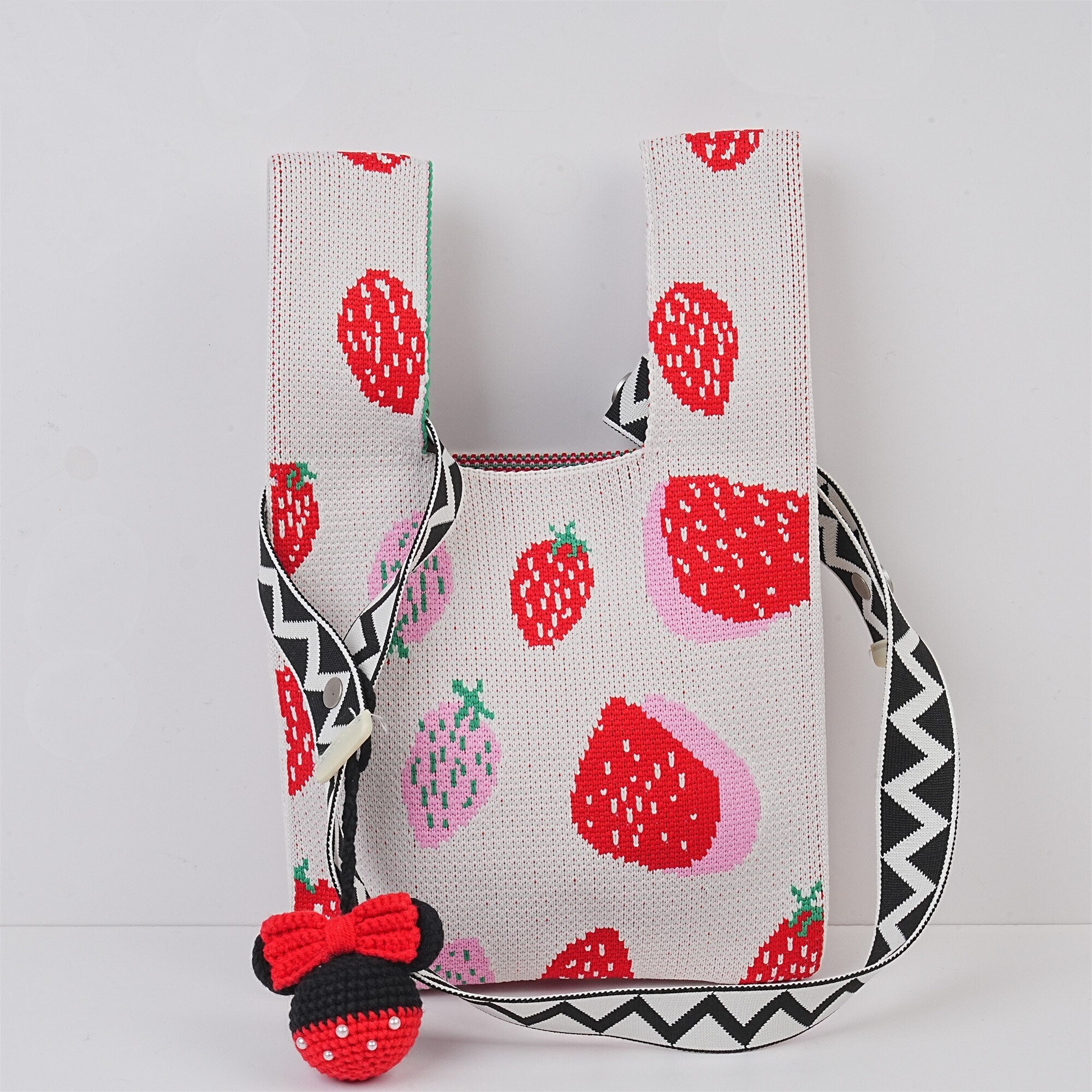 Handmade Crochet Strawberry Wrist Bag