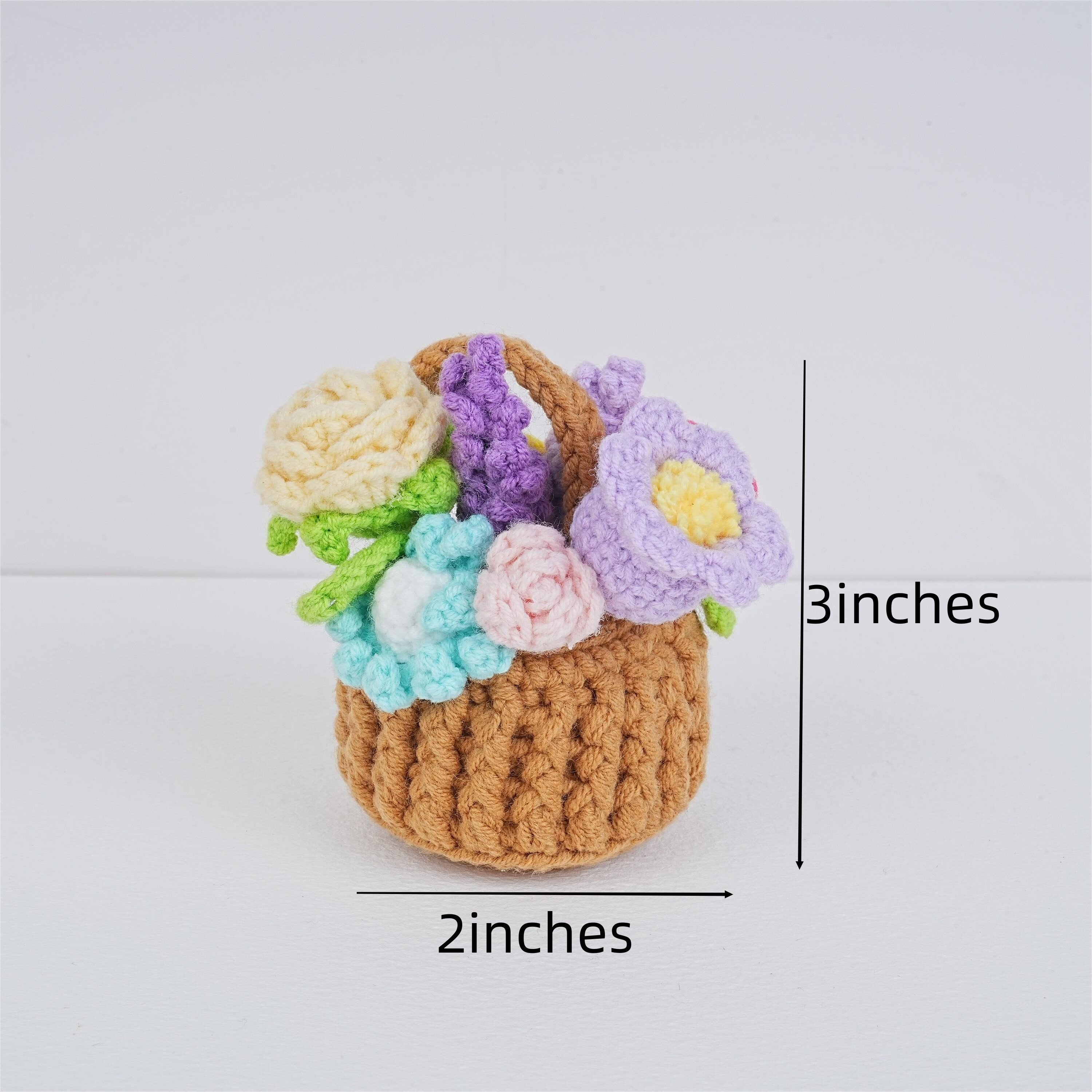 Handmade Crochet Sunflower/Lily of valley/Rose/Daisy/Lavender Mini Floral Basket