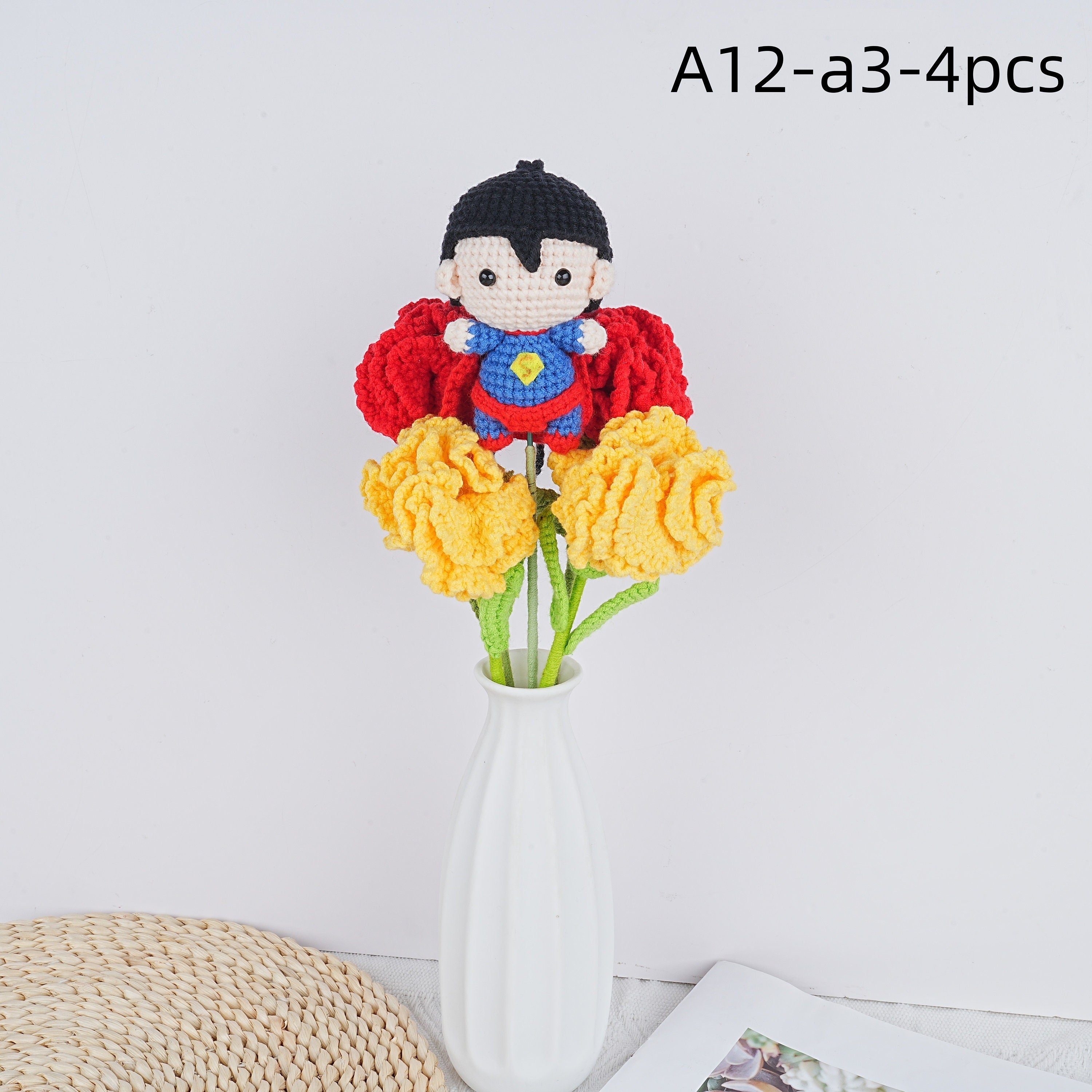 Handmade The Avengers Doll Carnation Crochet Bouquet