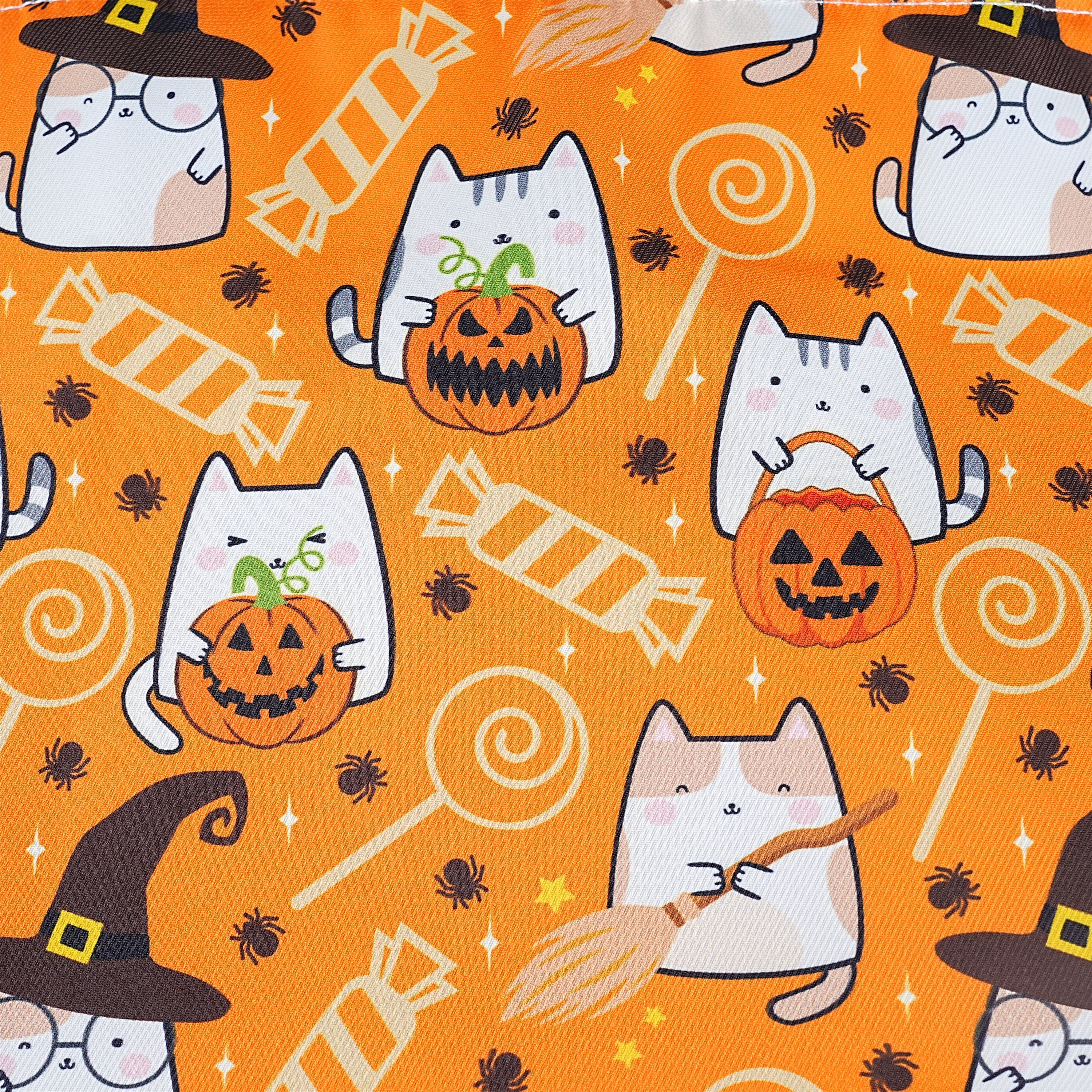 Handmade XL Halloween Pumpkin&Cat Insulated Lunch Bag