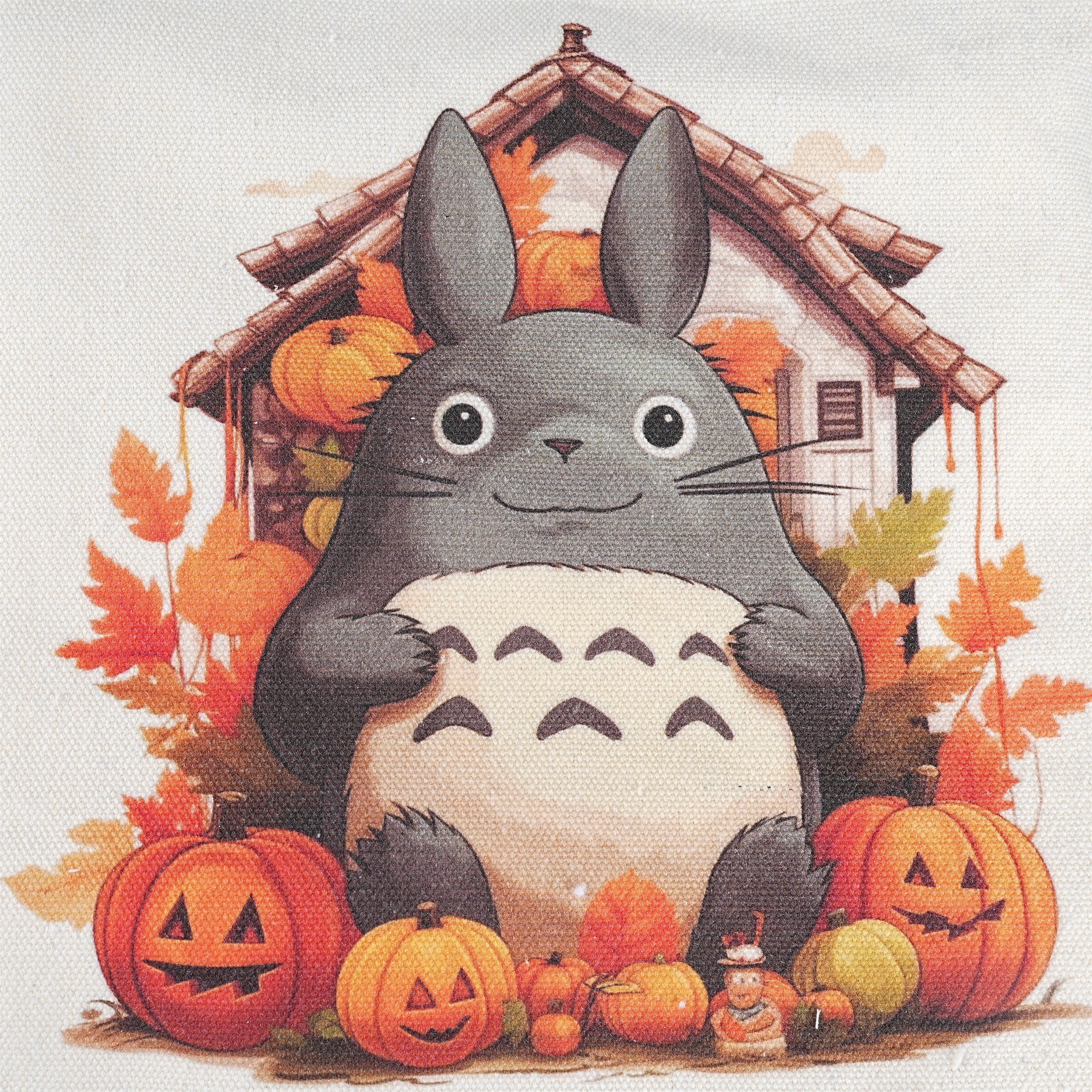 Handmade Pumpkin Totoro Canvas Tote Bag