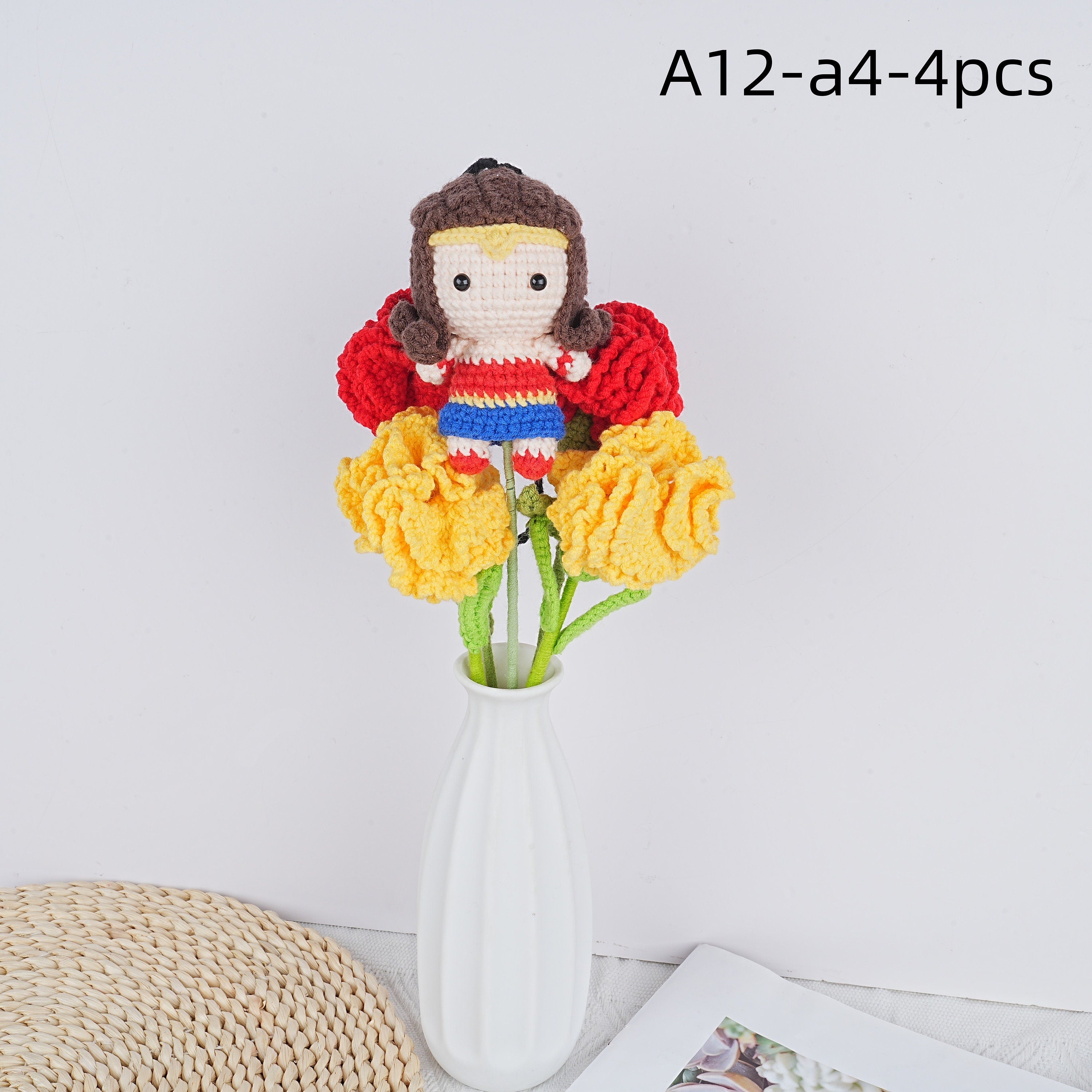 Handmade The Avengers Doll Carnation Crochet Bouquet