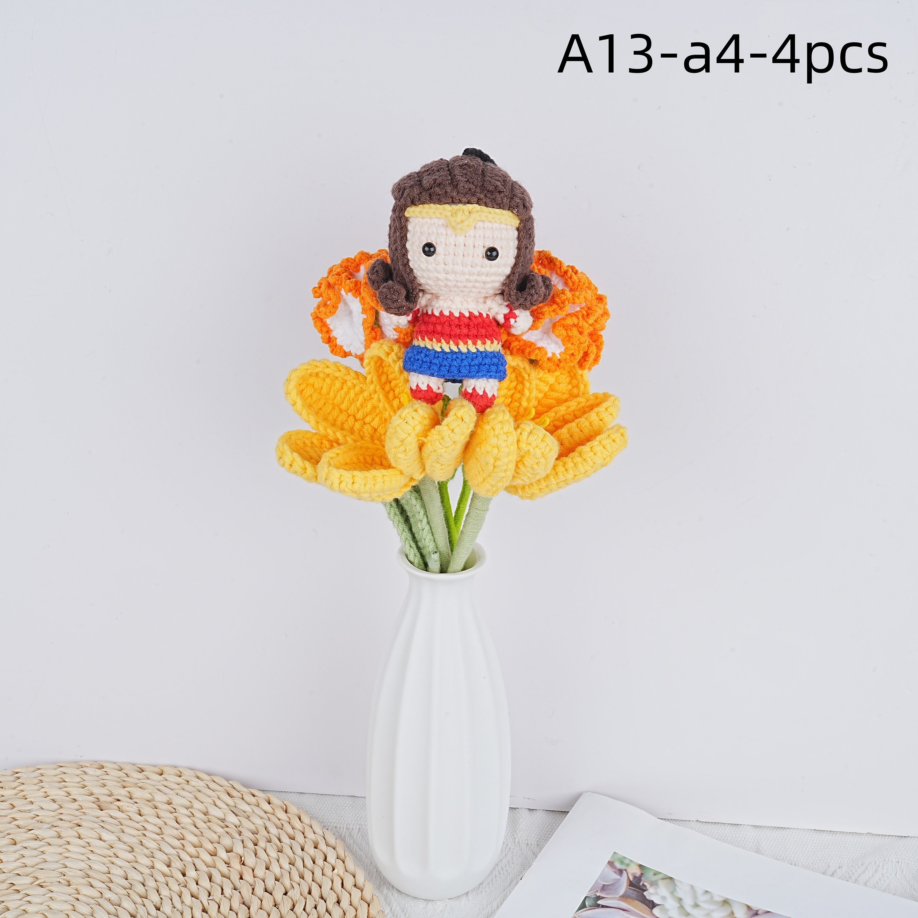 Handmade The Avengers Doll Carnation Crochet Bouquet