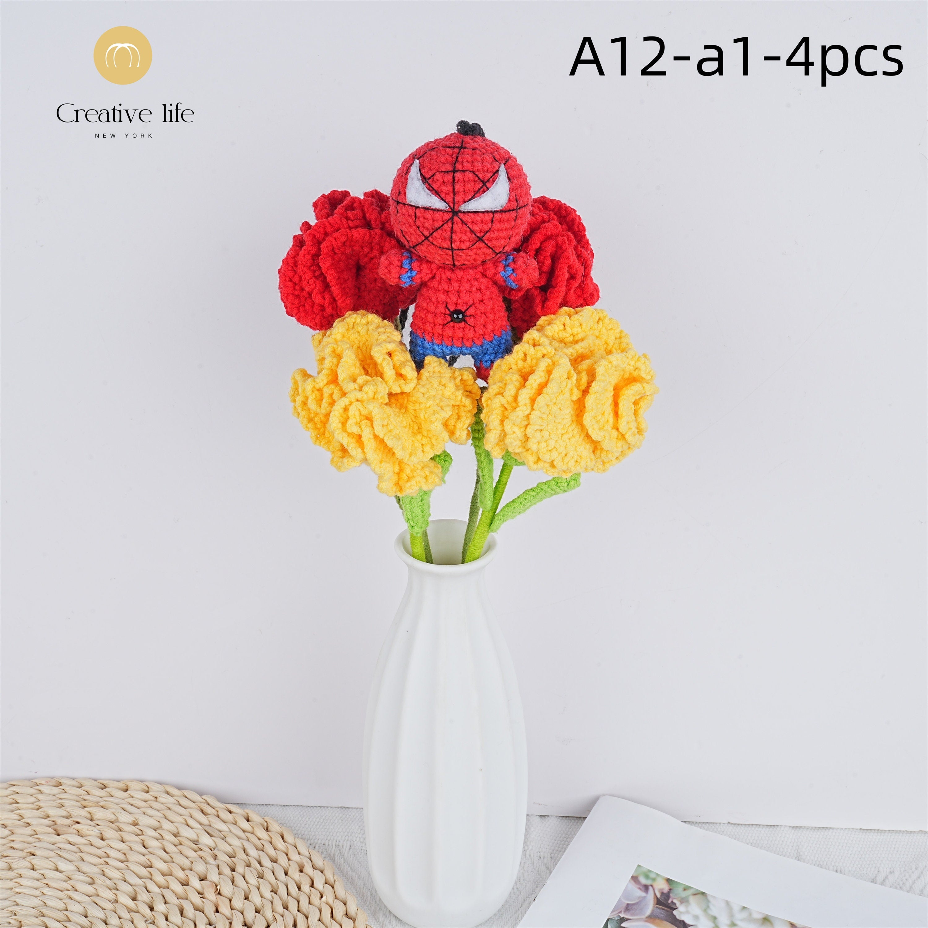 Handmade The Avengers Doll Carnation Crochet Bouquet