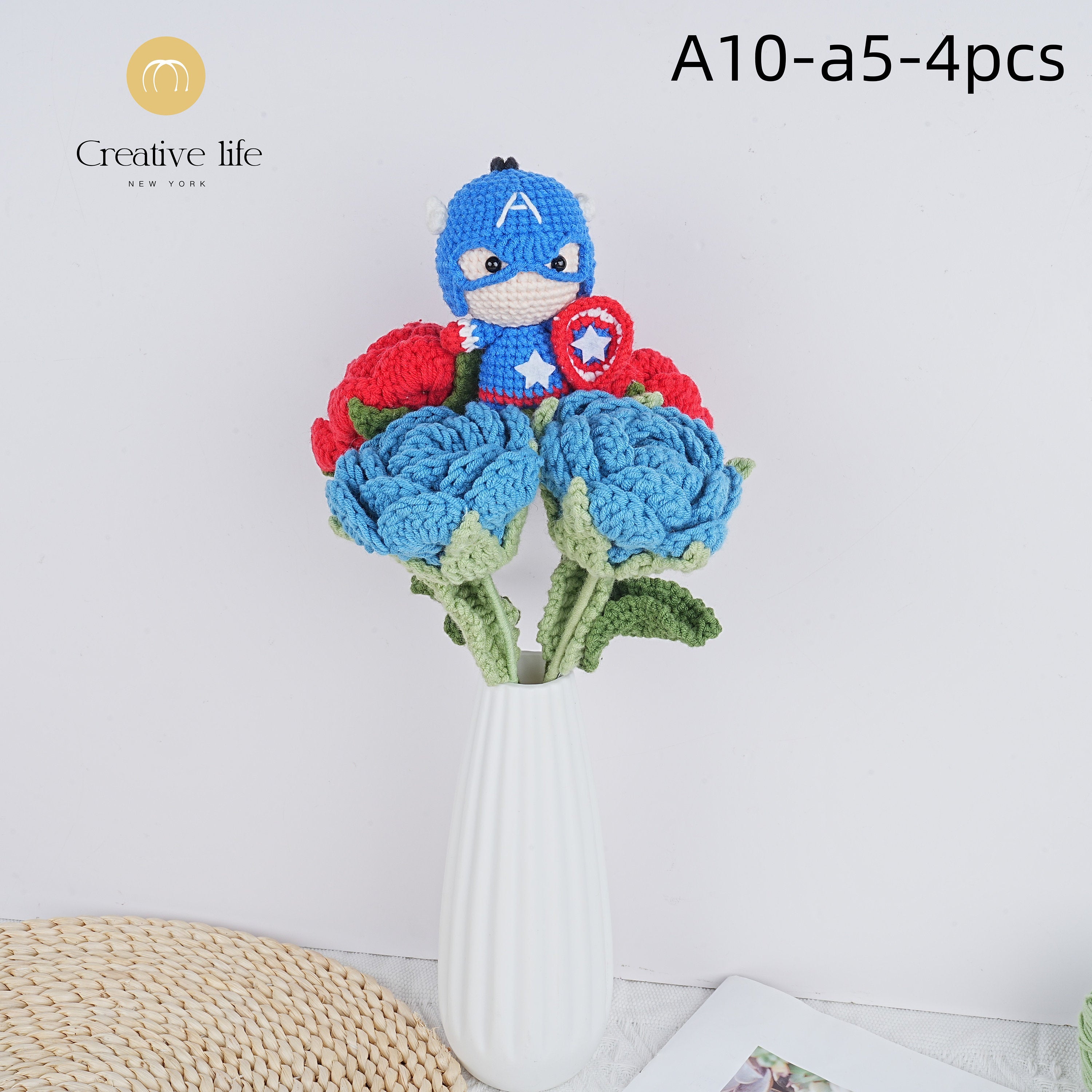 Handmade The Avengers Crochet Rose Doll Crochet Bouquet