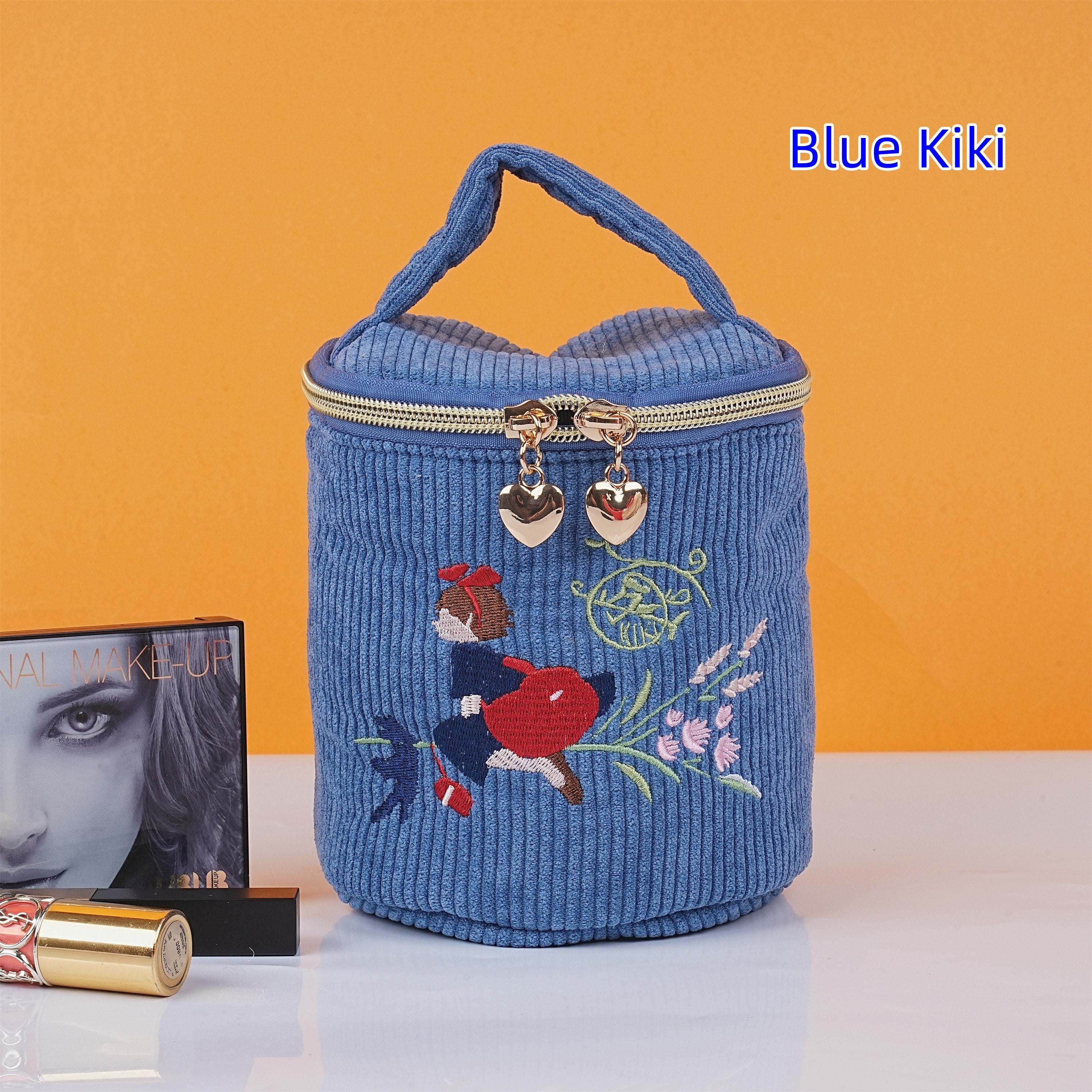 Handmade Cartoon Totoro Corduroy Portable Bucket Cosmetic Bag