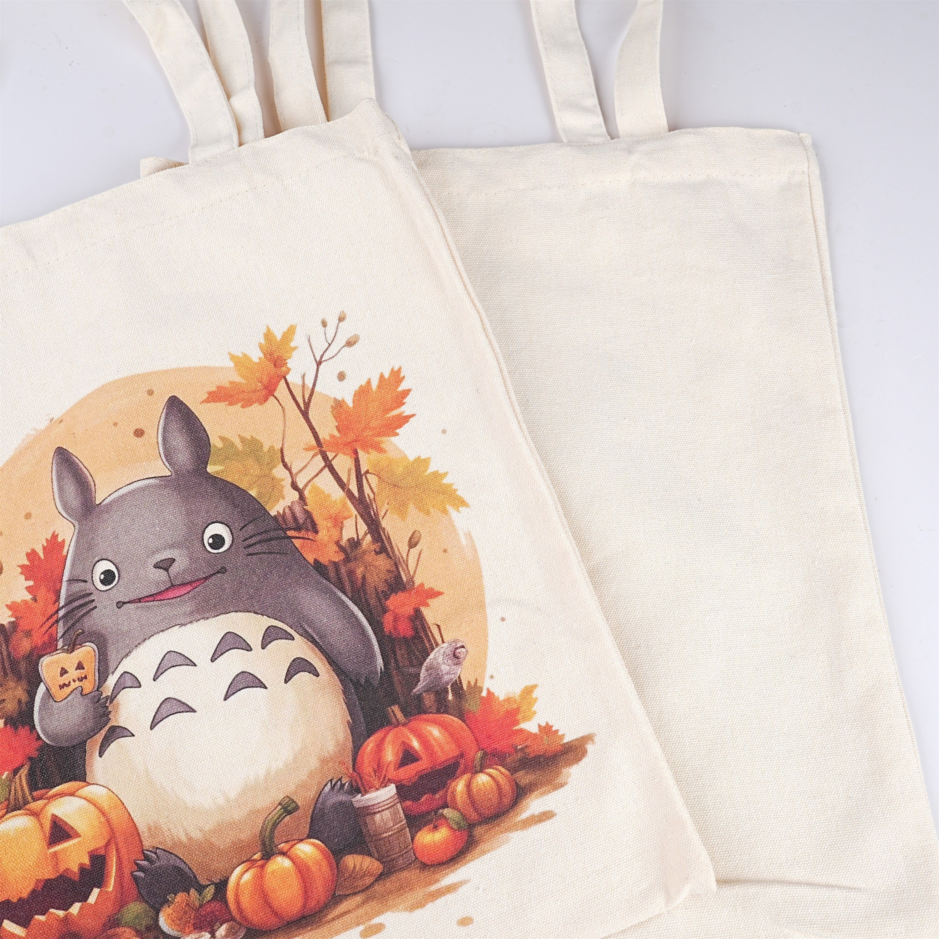 Handmade My Neighbor Totoro Pumpkin Canvas Tote Bag