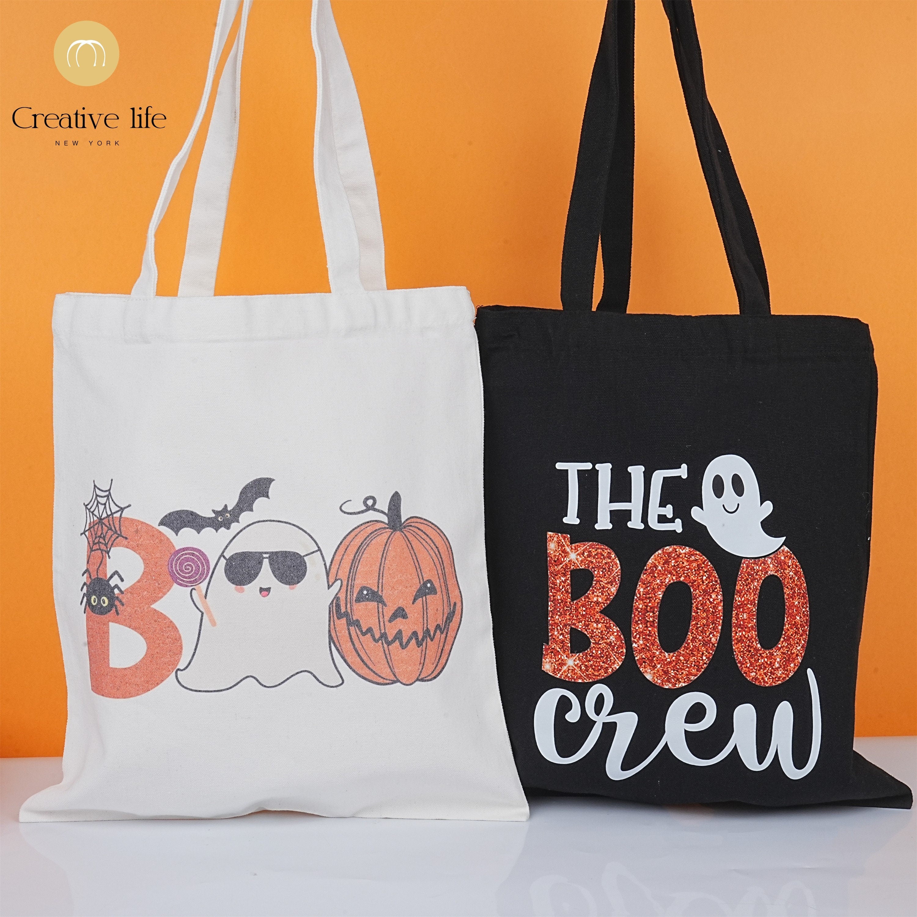 The Boo Crew Theme Cute Ghost Canvas Tote Bag