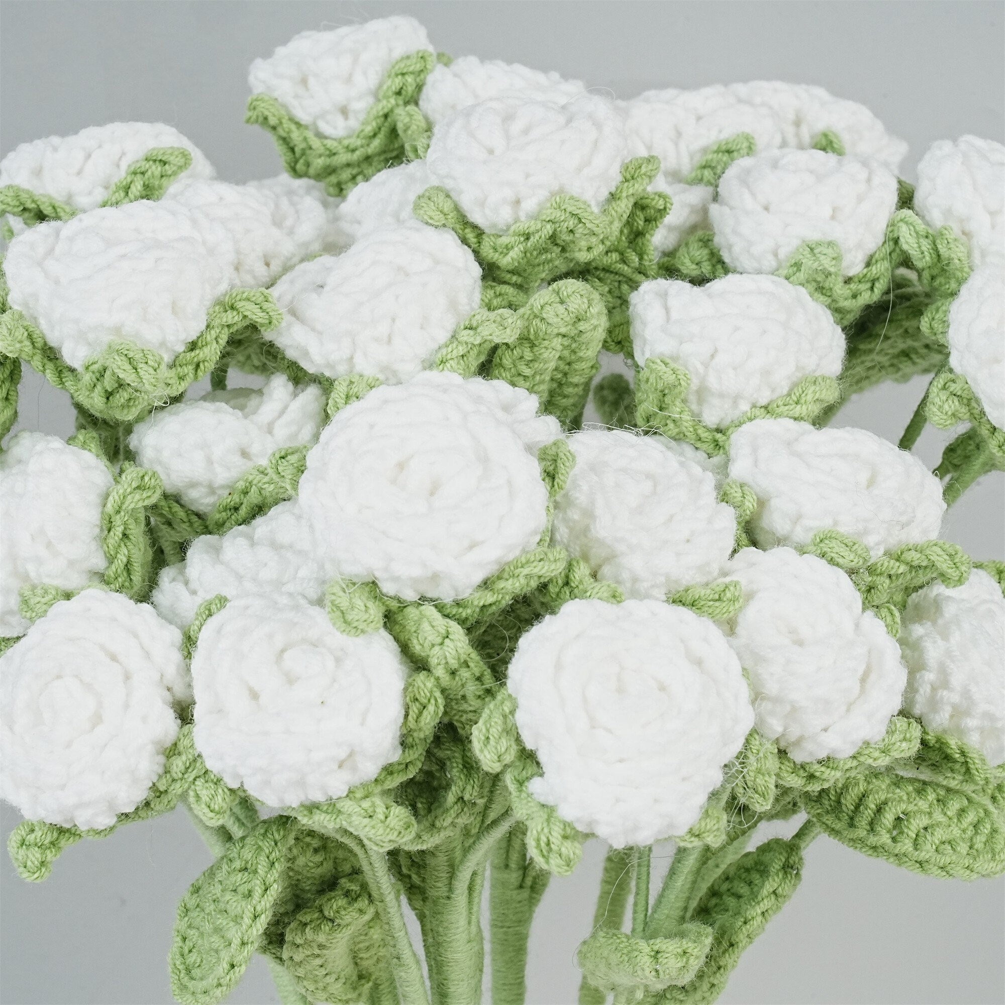 Handmade White Roses Crochet Bouquet
