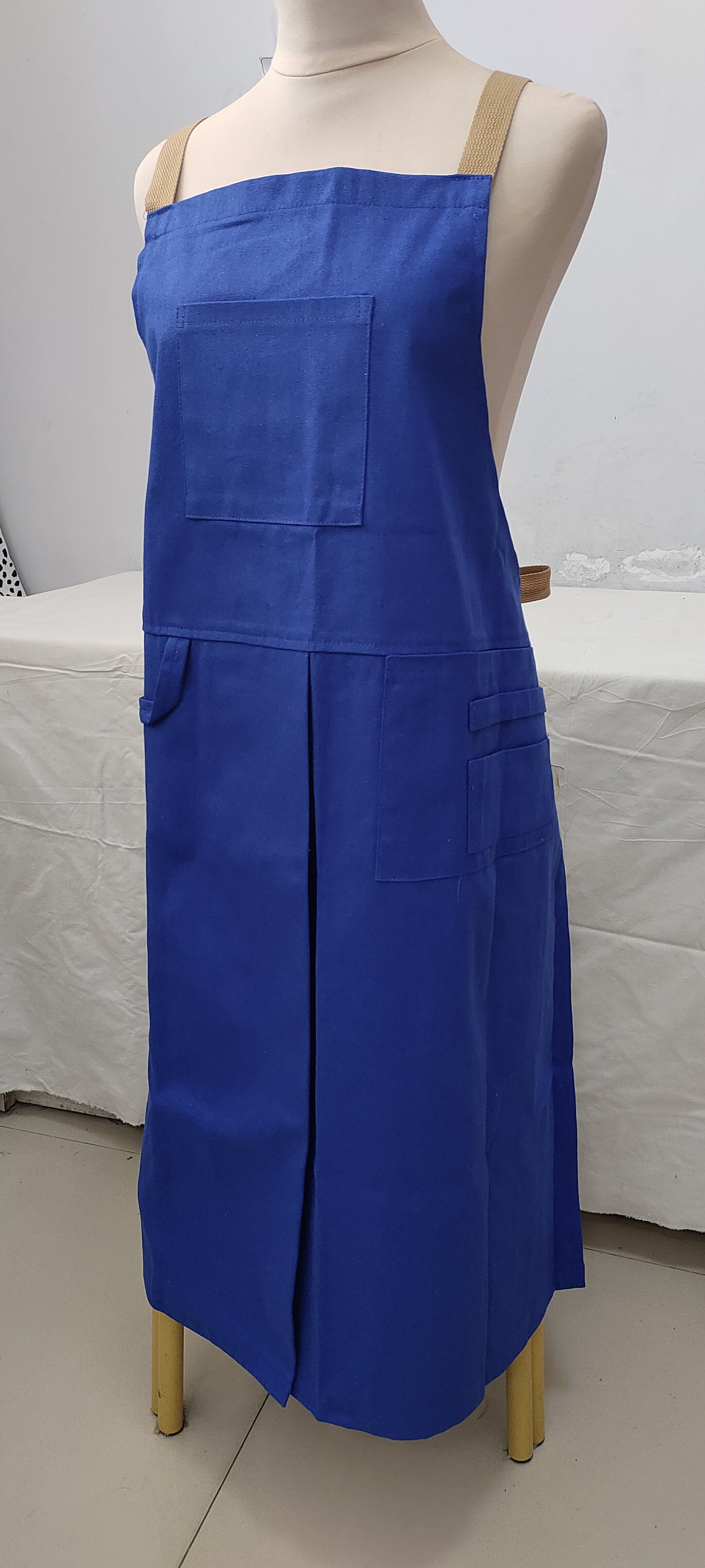 Handmade Adjustable Crossback Canvas Apron with Multiple Pockets&Towel Loop