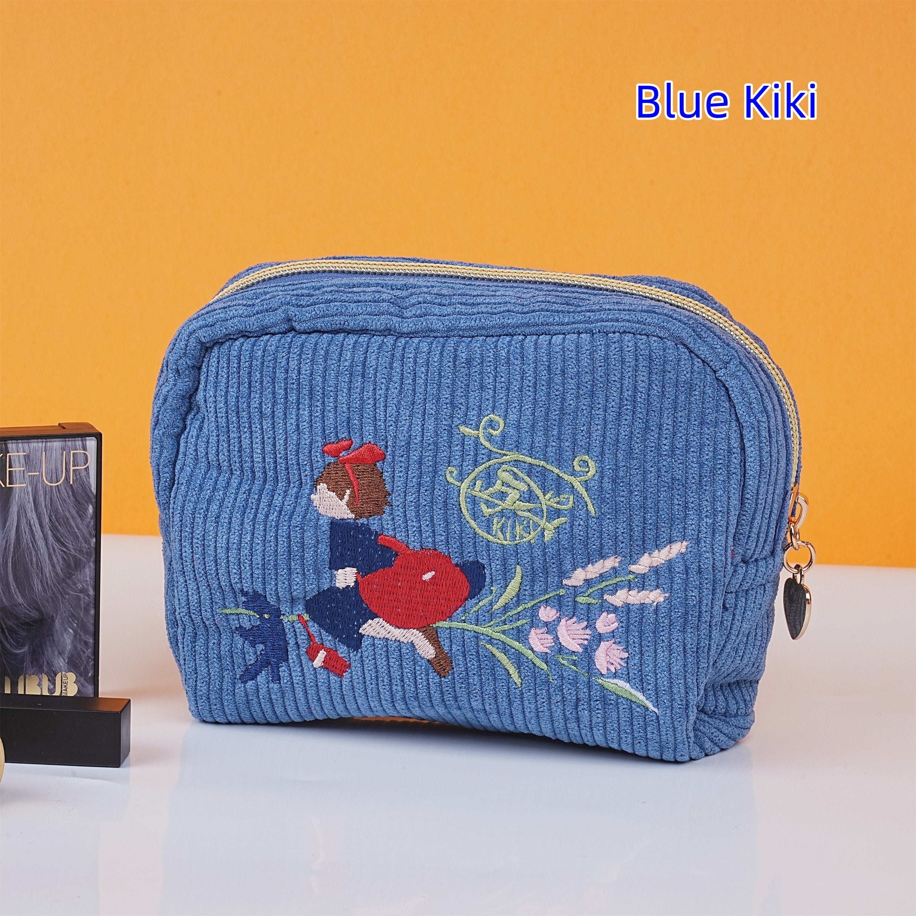 Handmade Embroidered Cartoon Totoro Corduroy Cosmetic Bag