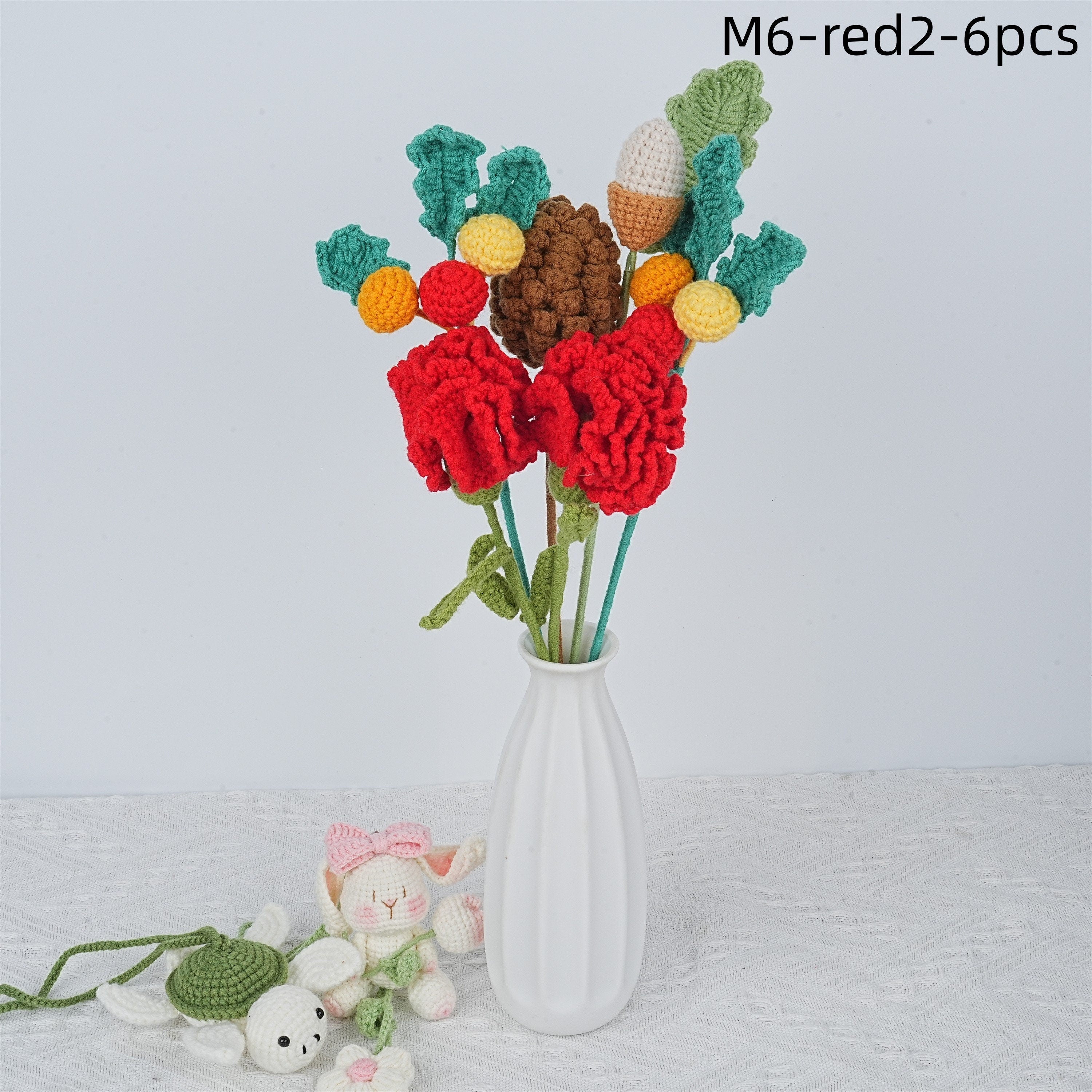 Handmade Rose/Pinecone/Greeny/Carnation Crochet Bouquet