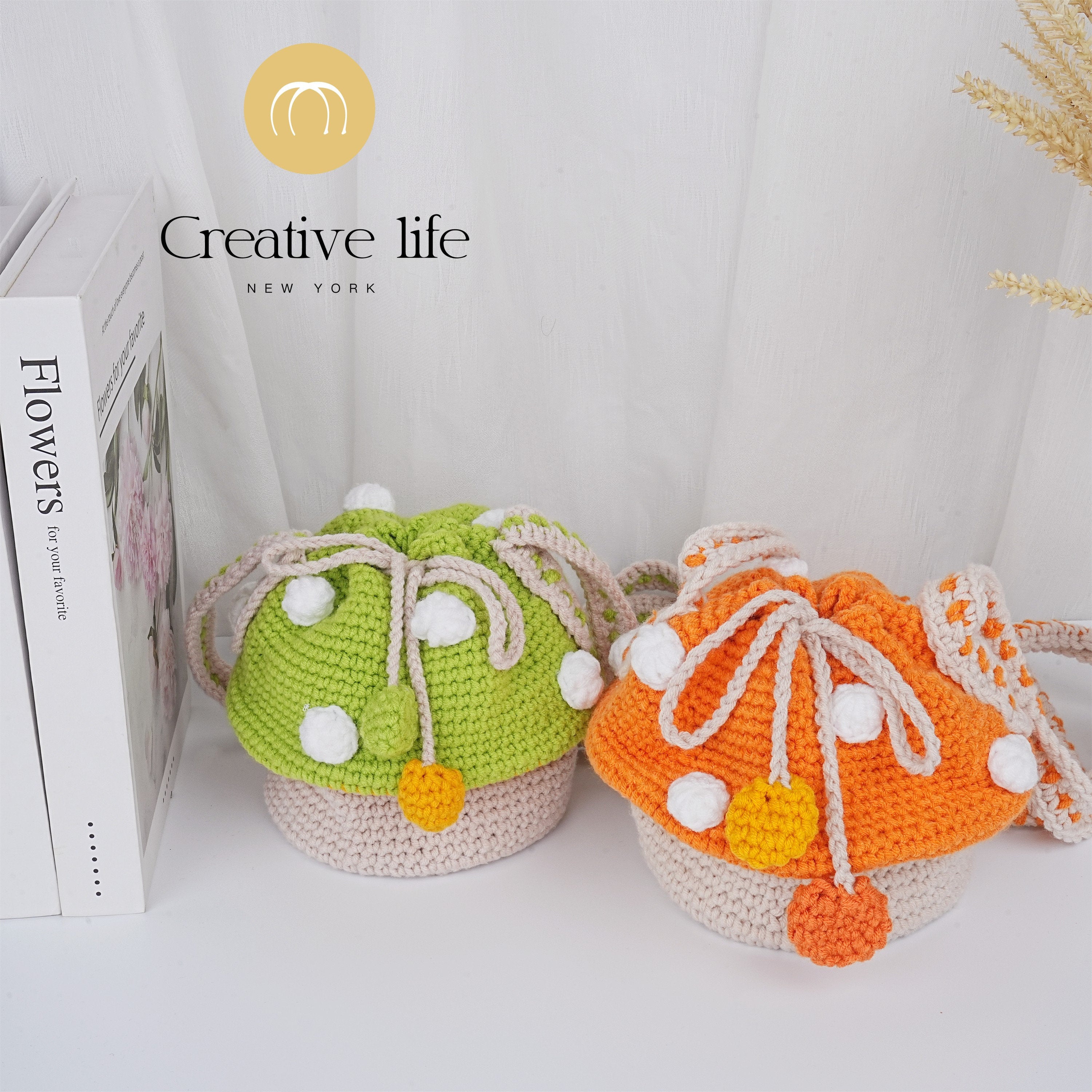 Handmade Woolen Woven Mushroom Crossbody Bag