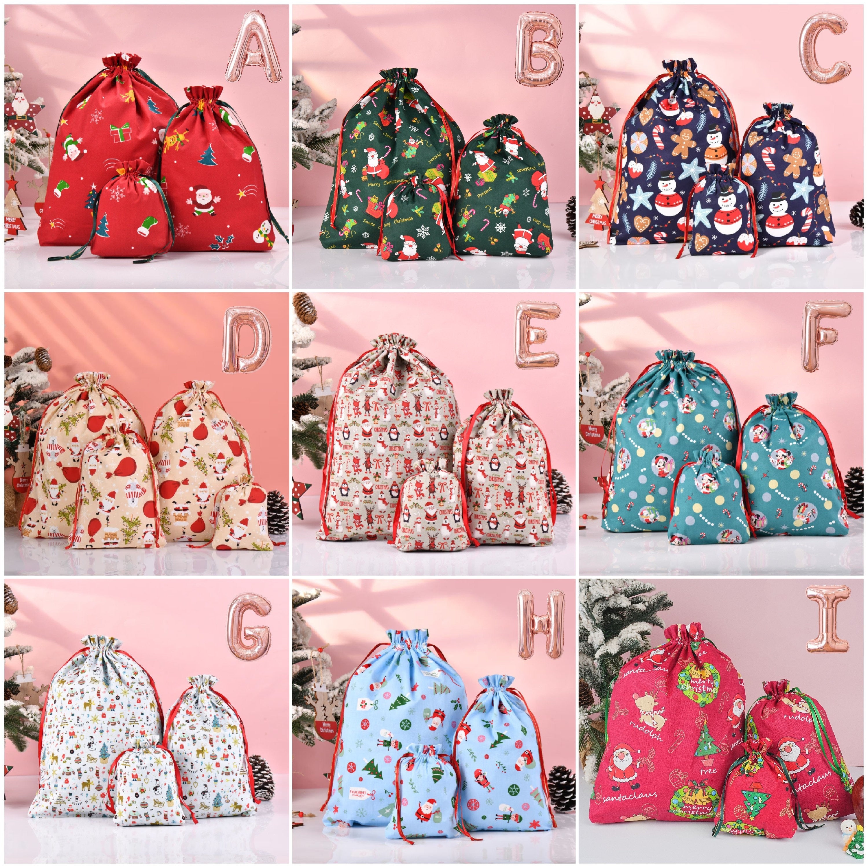 S/M/L Christmas Santa Gift Bags