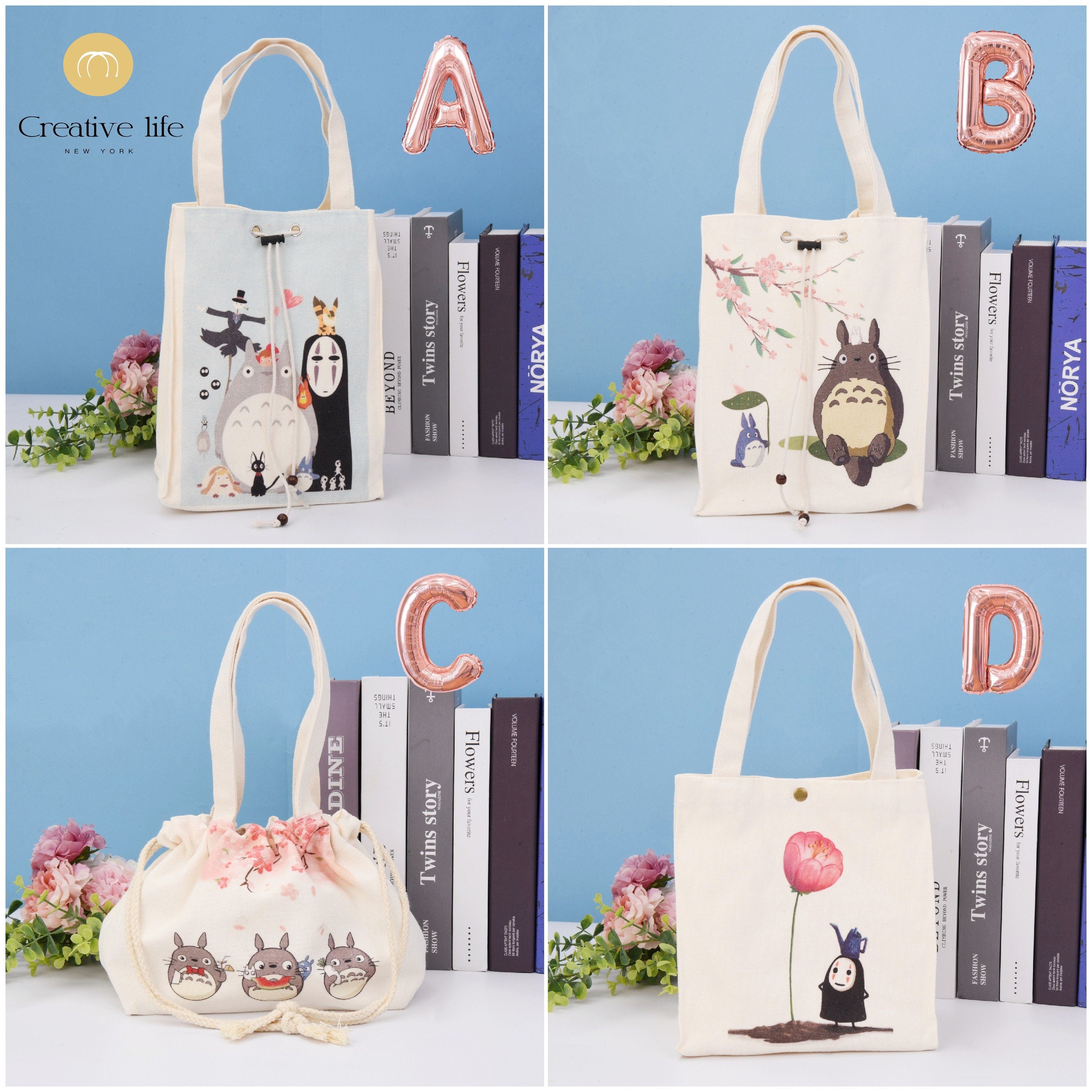 Handmade Kawaii Anime No Face Man/Totoro Tote Bag