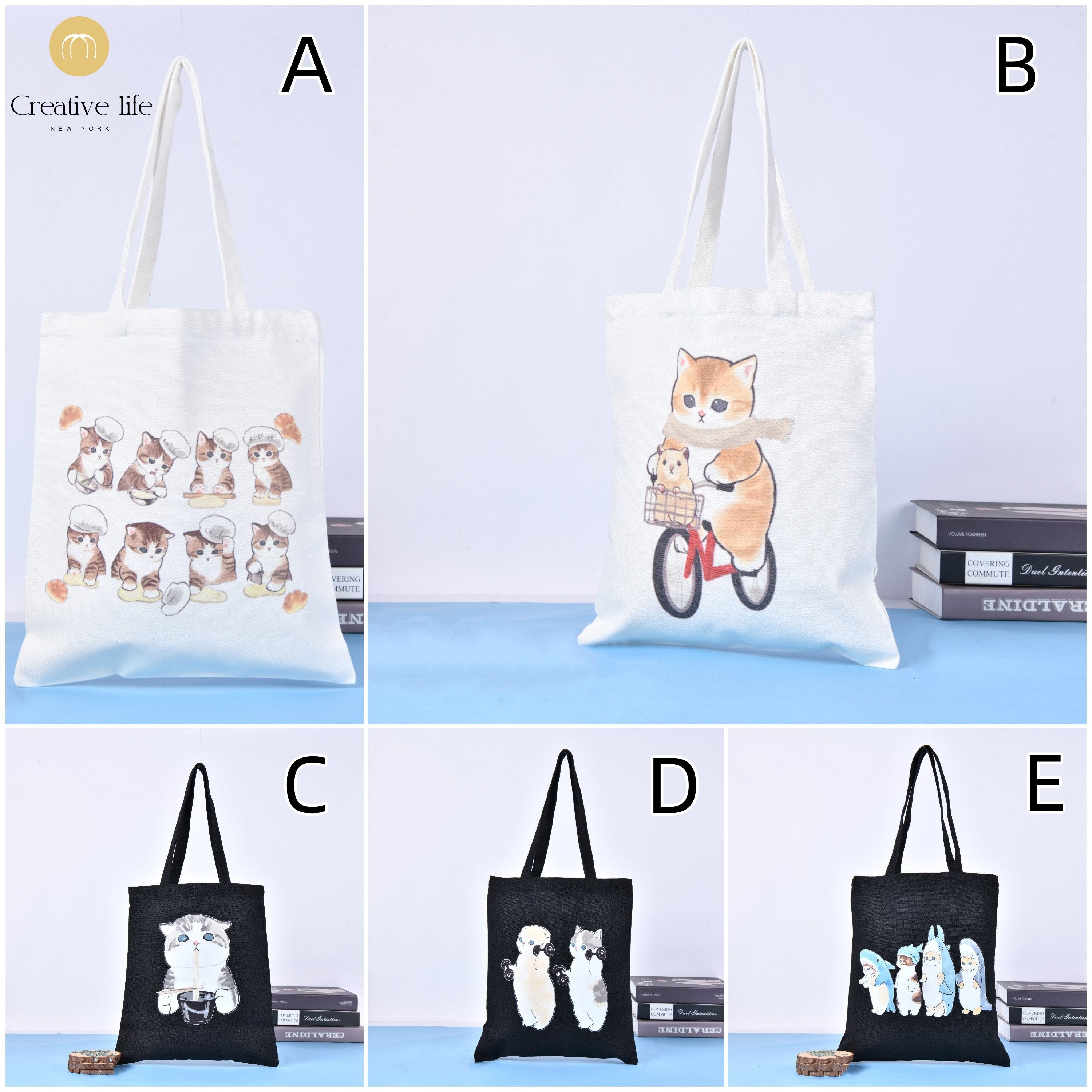 Cute Cat Canvas Tote Bag