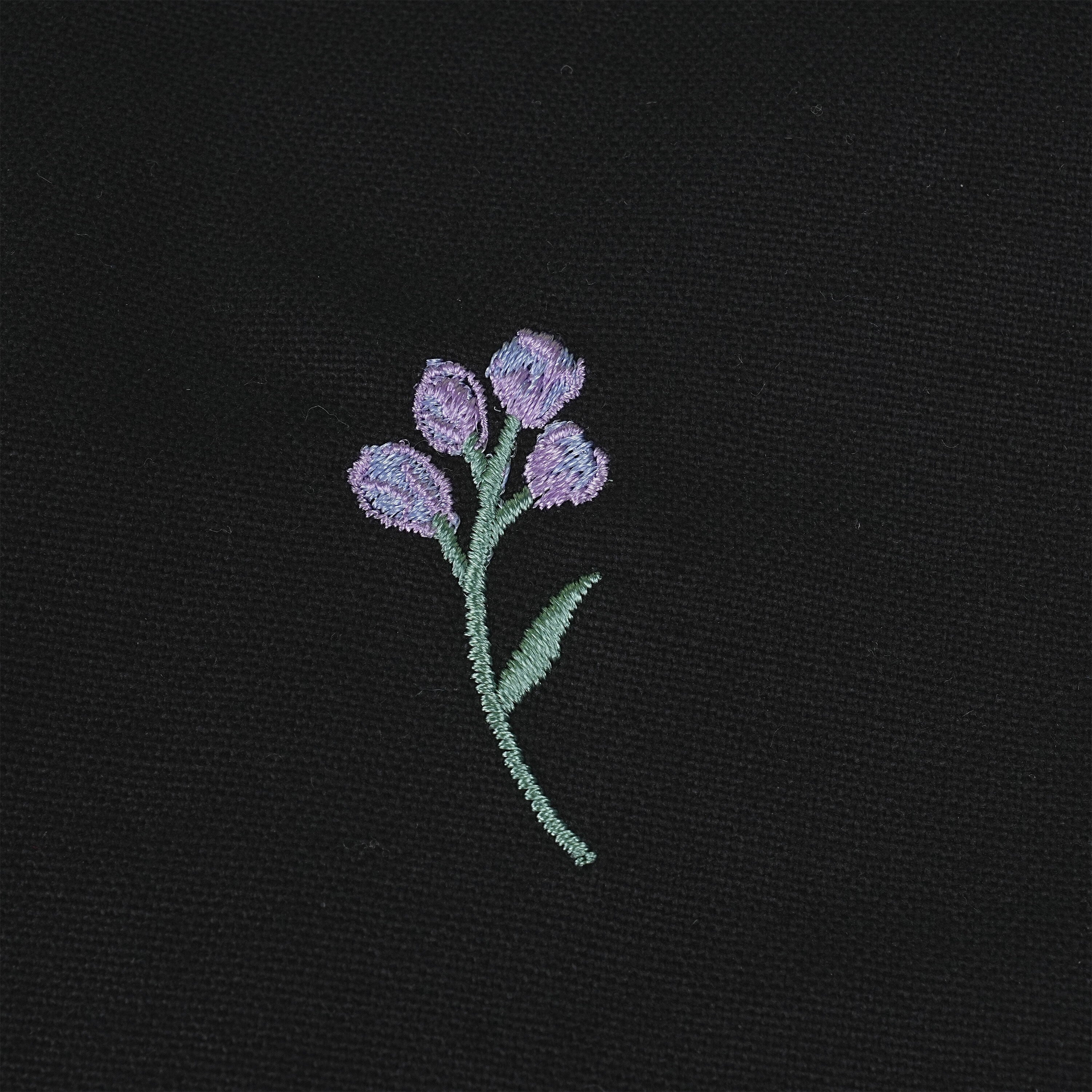 Handamde Embroidered Purple Flowers Tote Bag With Inner Pocket