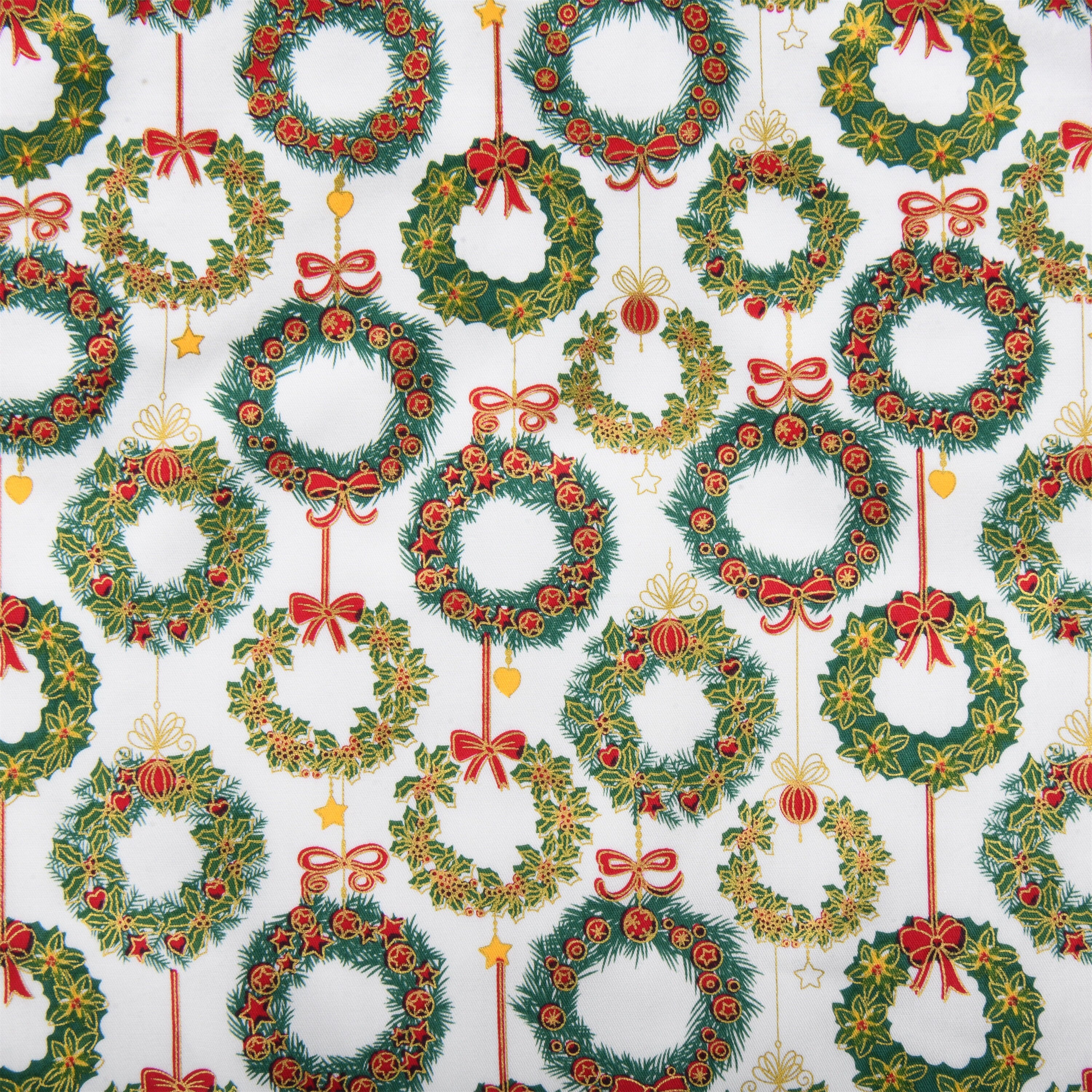 S/M/L Handmade Bronzing Christmas Wreath Green Drawstring Gift Bags