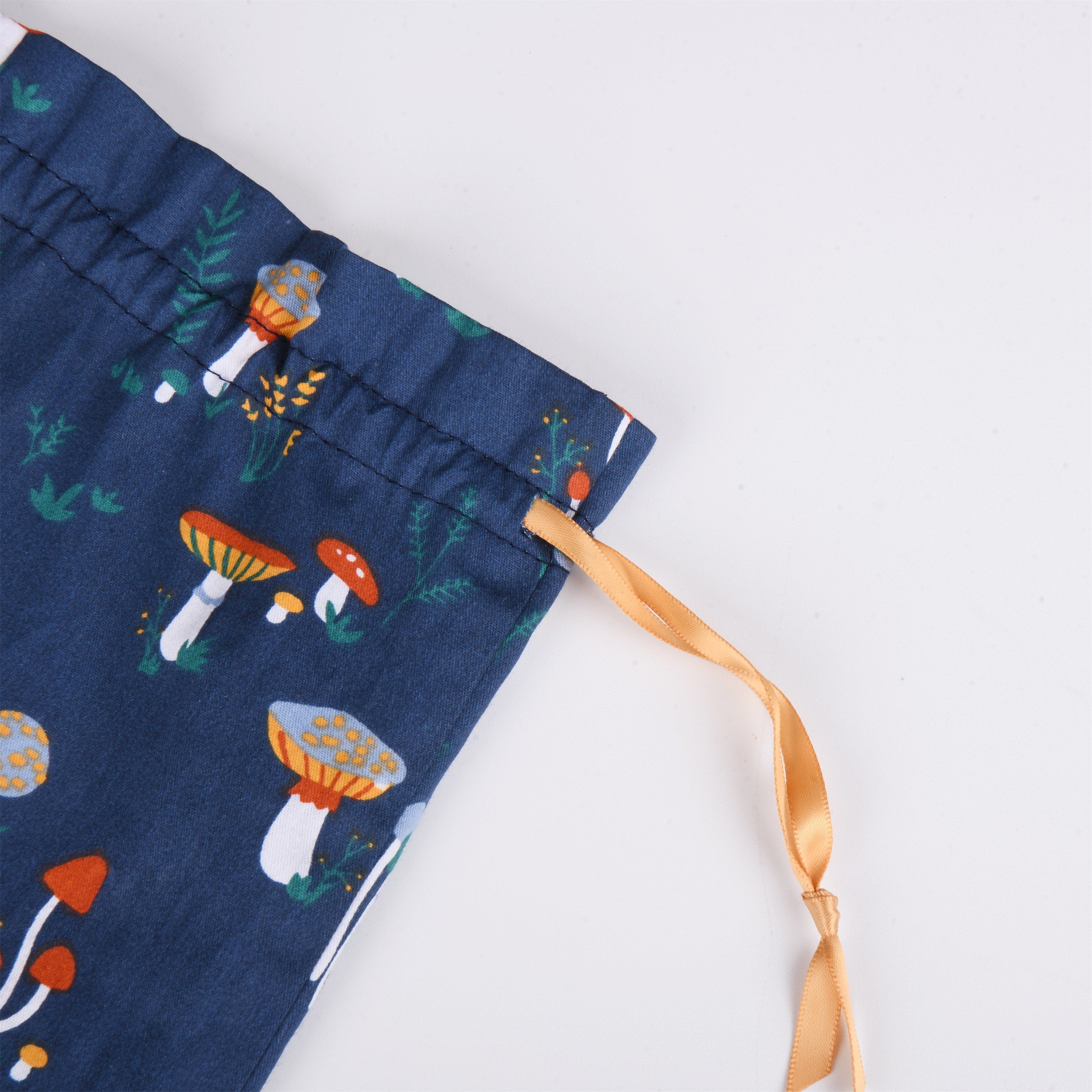 S/M/L Handmade Mushroom Blue Drawstring Gift Bags