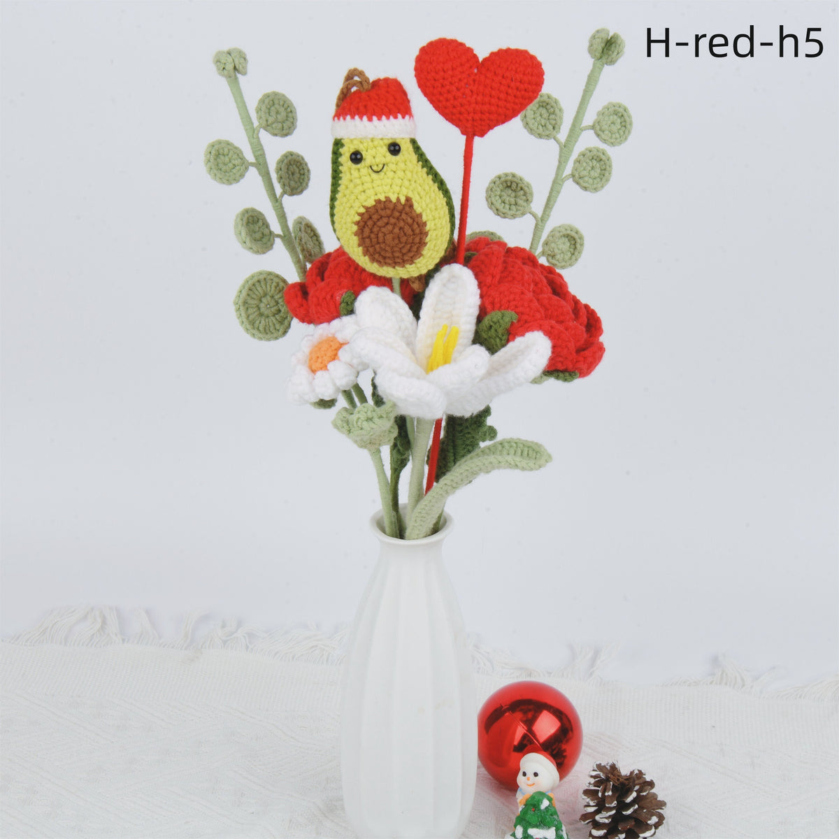 8PCS Handmade Santa Claus/Penguin/Rose/Tulip/Daisy Crochet Bouquet