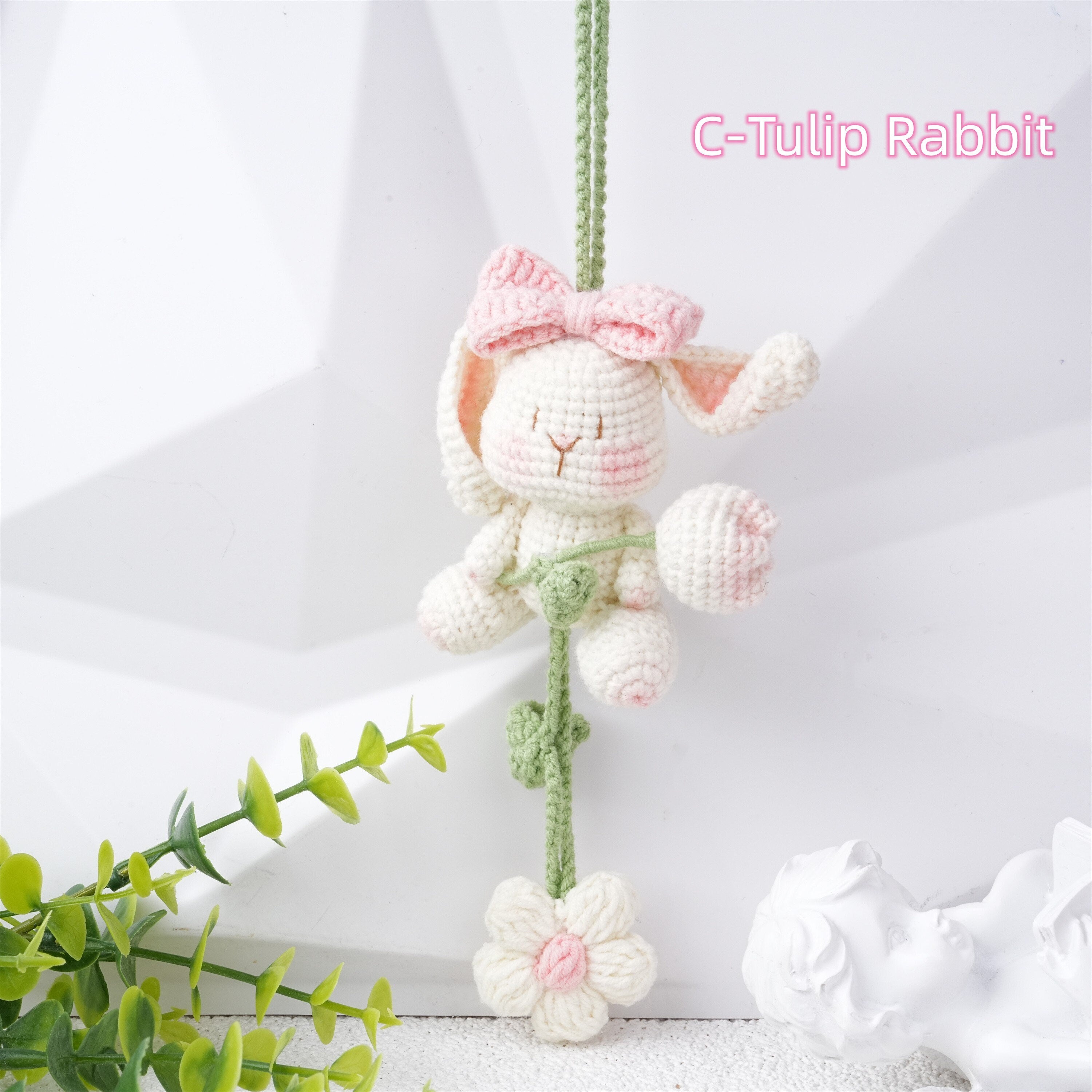 Handmade Cute Knitted Kuromi/Turtle/Tulip Rabbit Doll Pendant Crochet Oranment